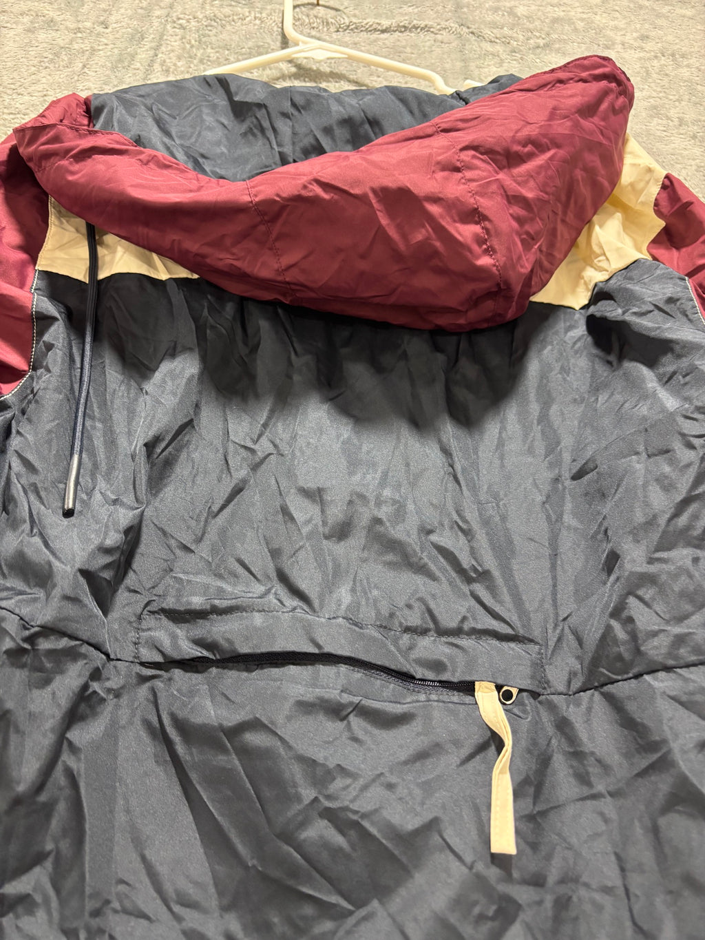 Bussin' With The Boys M Maroon Colorblock Anorak Windbreaker Hooded Pullover