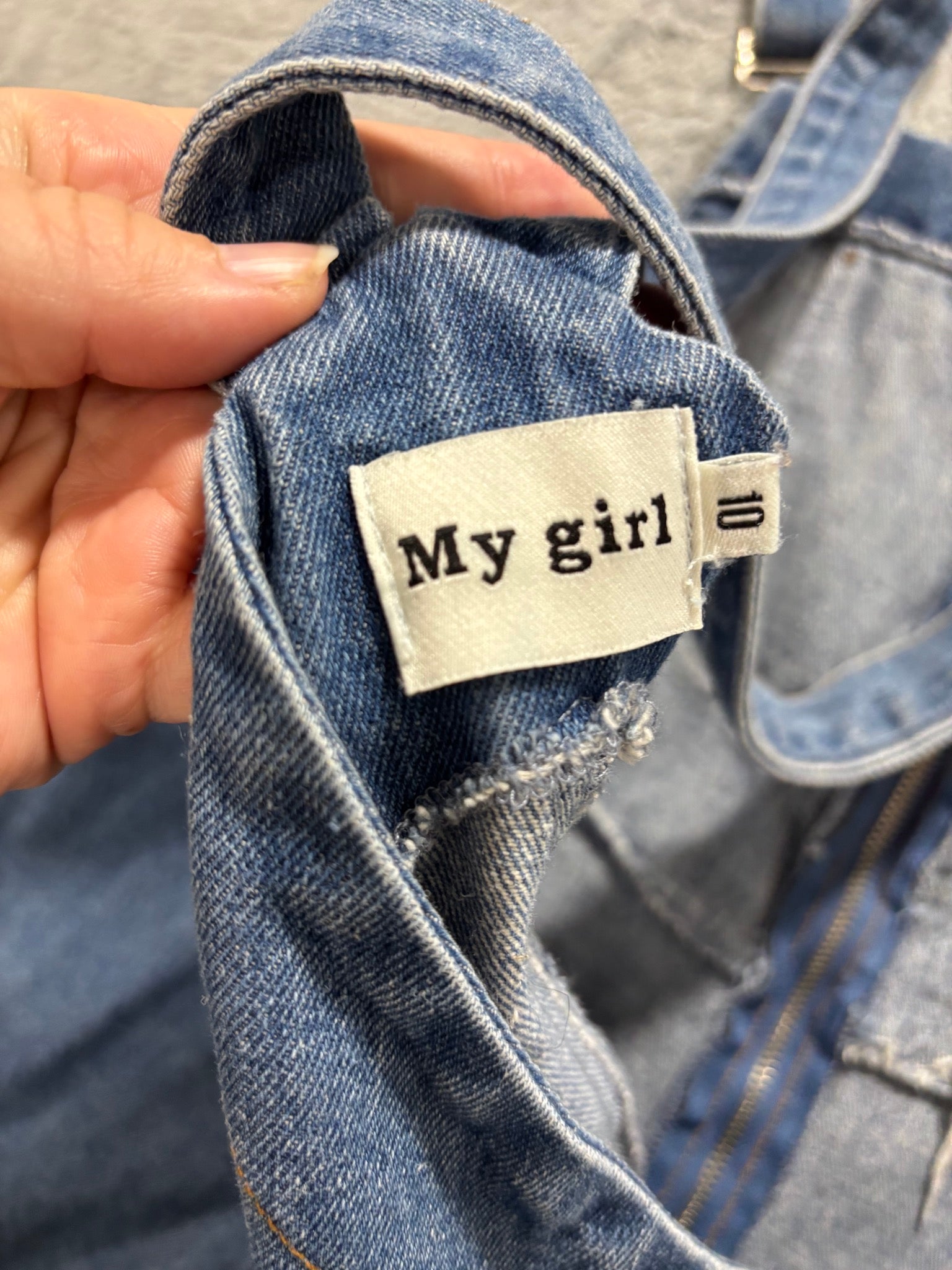 My Girl Size 10 Blue Denim Overall Shorts Shortall Romper Zip-Front Playsuit