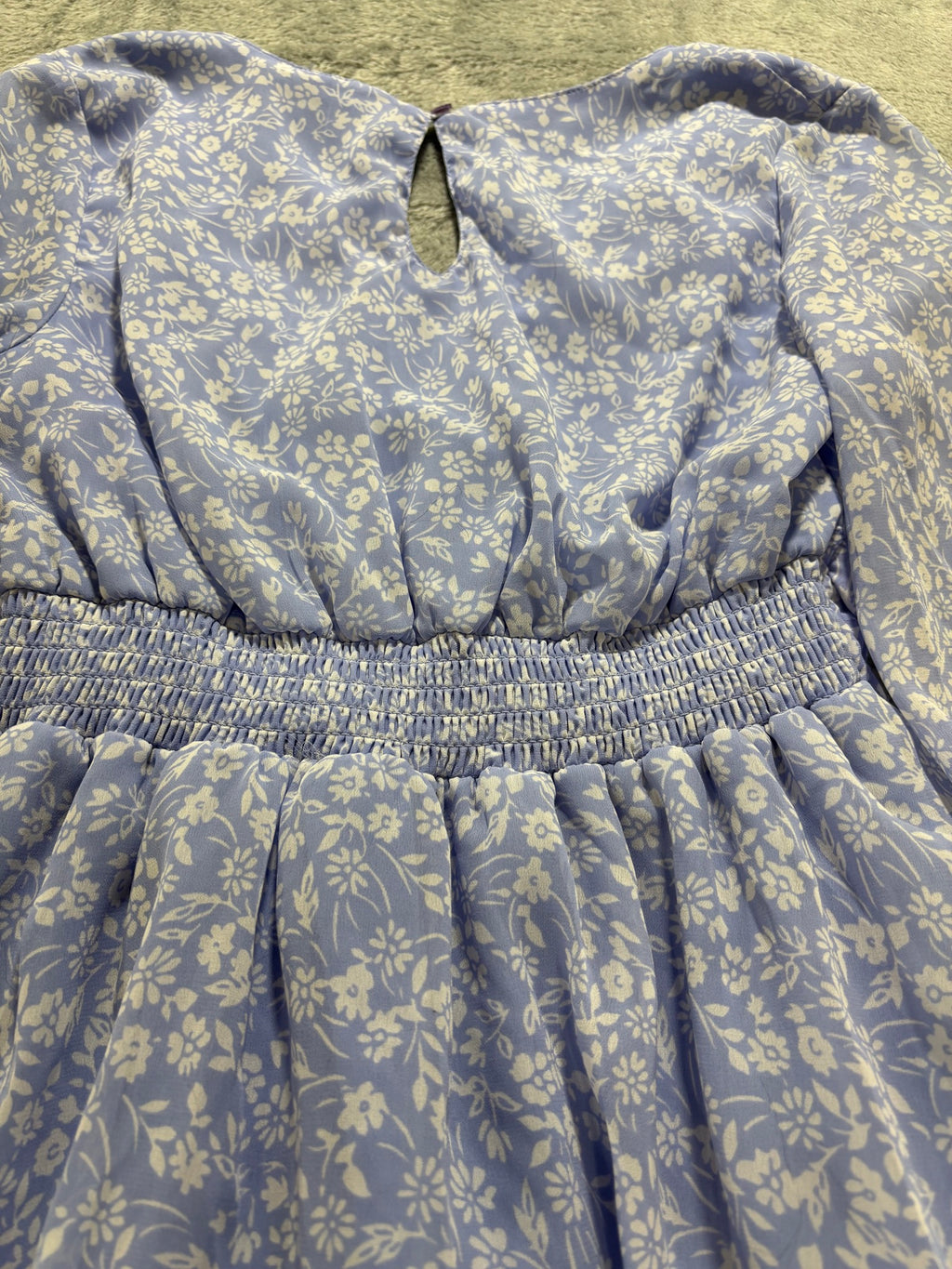 Jaspir S Blue Floral Tiered Ruffle Wrap Mini Dress Long Sleeve Tie Waist