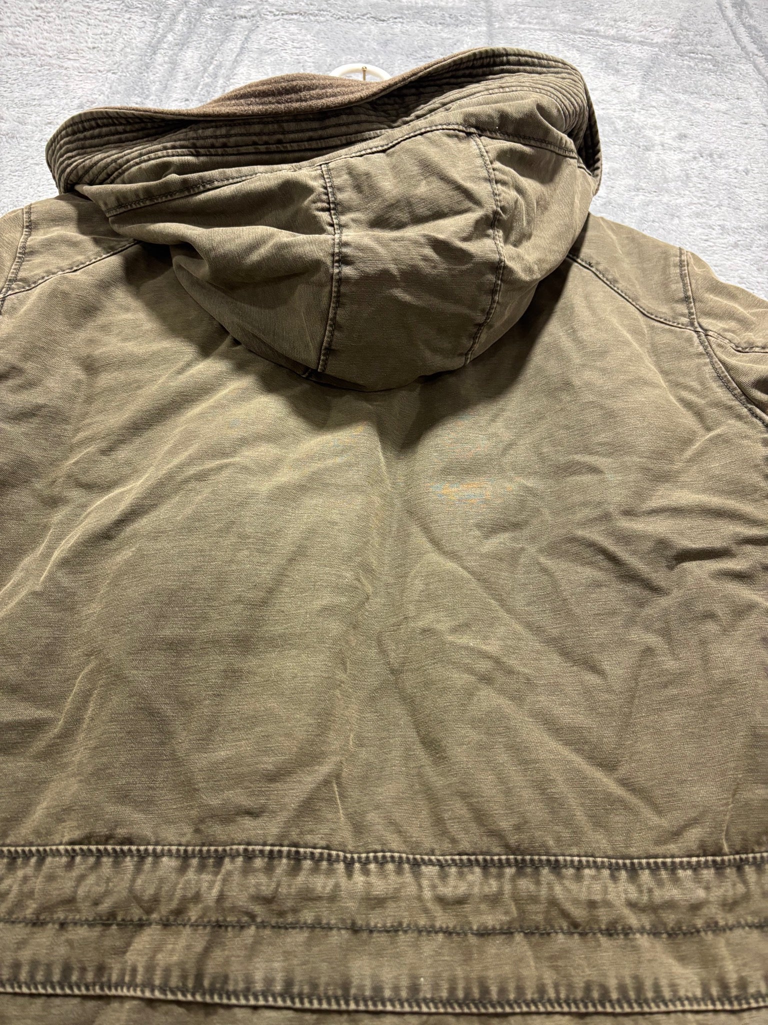 GUESS Mens M Olive Green Sherpa-Lined Hooded Military Field Parka Jacket