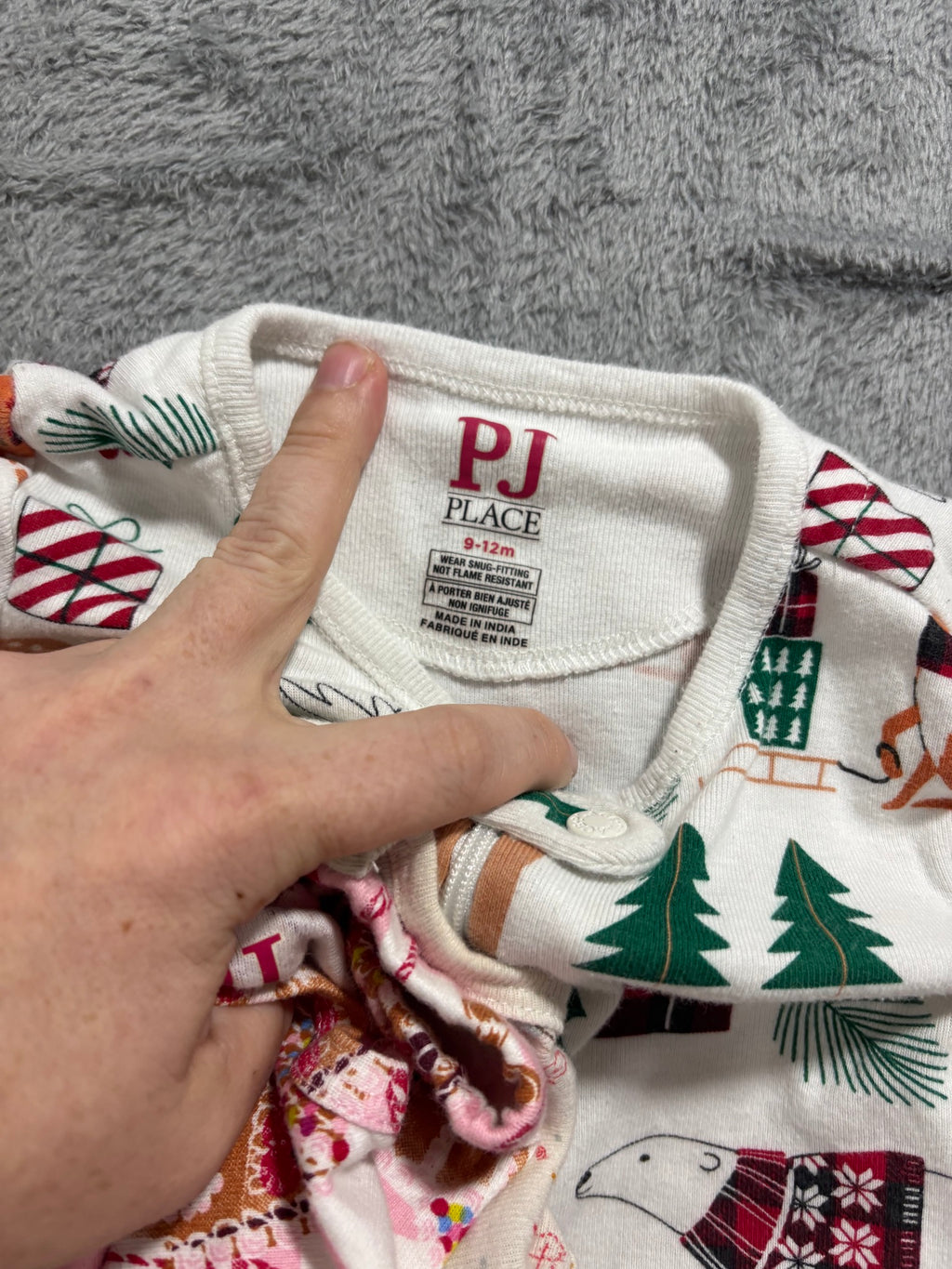 Baby Girl 9-12M Christmas Footie Pajama Lot 4 Pc Magnetic Me Rudolph PJ Place