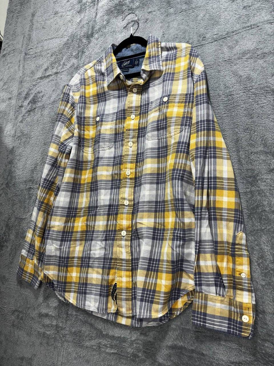 Grayers Men's Yellow Navy Plaid Dress Shirt Size L, photo 2 of 8