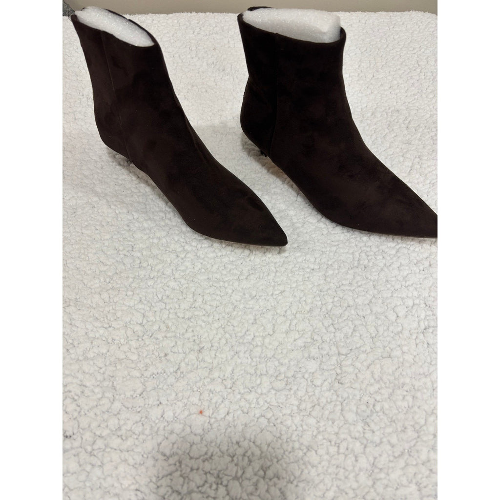 Cushionaire Barbi Womens 6.5 W Chocolate Kitten Heel Ankle Booties Microsuede