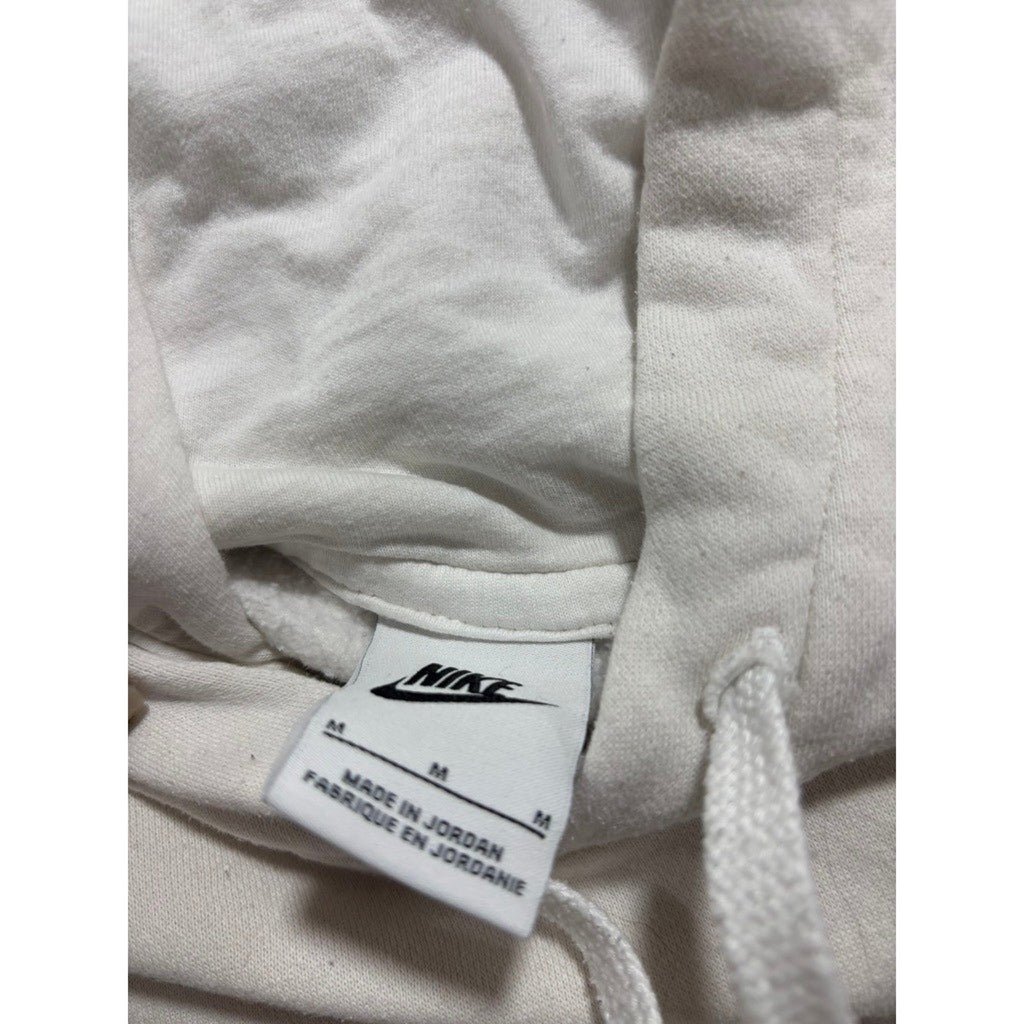 Nike M White Hoodie Womens Crewneck Swoosh Logo Casual Athleisure Sweatshirt