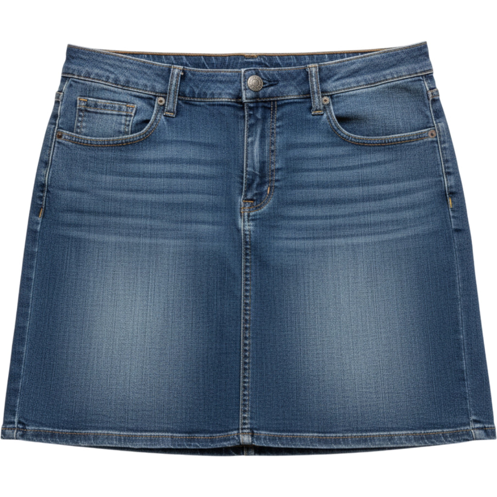Bit & Bridle Womens Denim Mini Skirt Medium Wash Stretch Size 10 Blue 5-Pocket