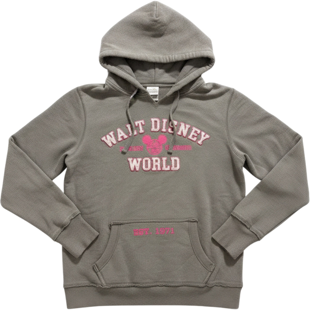 Disney Parks Walt Disney World Pink Applique Hoodie Grey XL Women Pullover