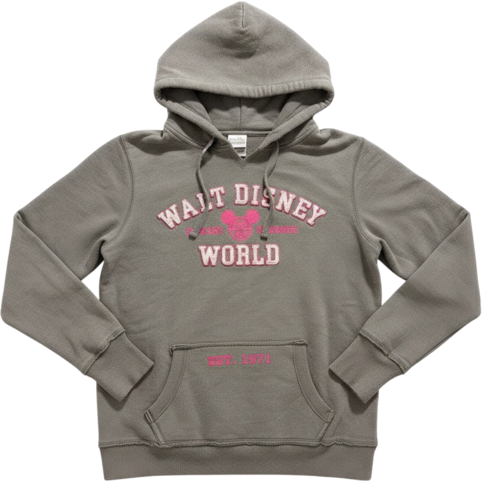 Disney Parks Walt Disney World Pink Applique Hoodie Grey XL Women Pullover