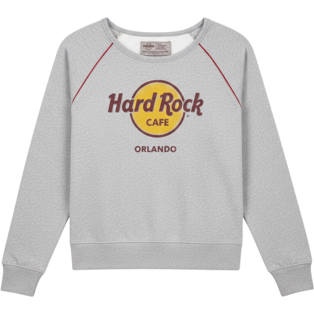 Hard Rock Cafe Orlando Gray Raglan Scoop Neck Sweatshirt Womens XL 71 Logo