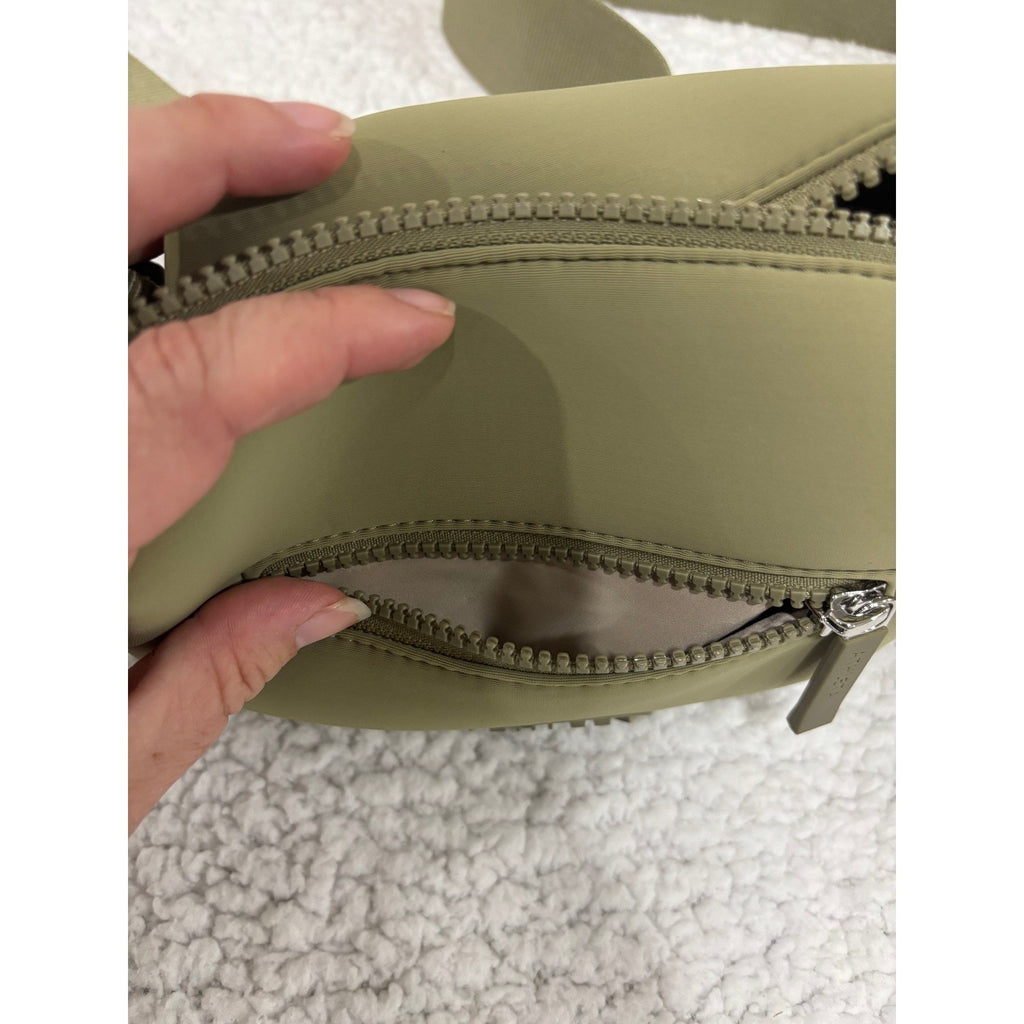 Athleta Olive Green Neoprene Crossbody Belt Bag Sling Fanny Pack Adjustable Hike