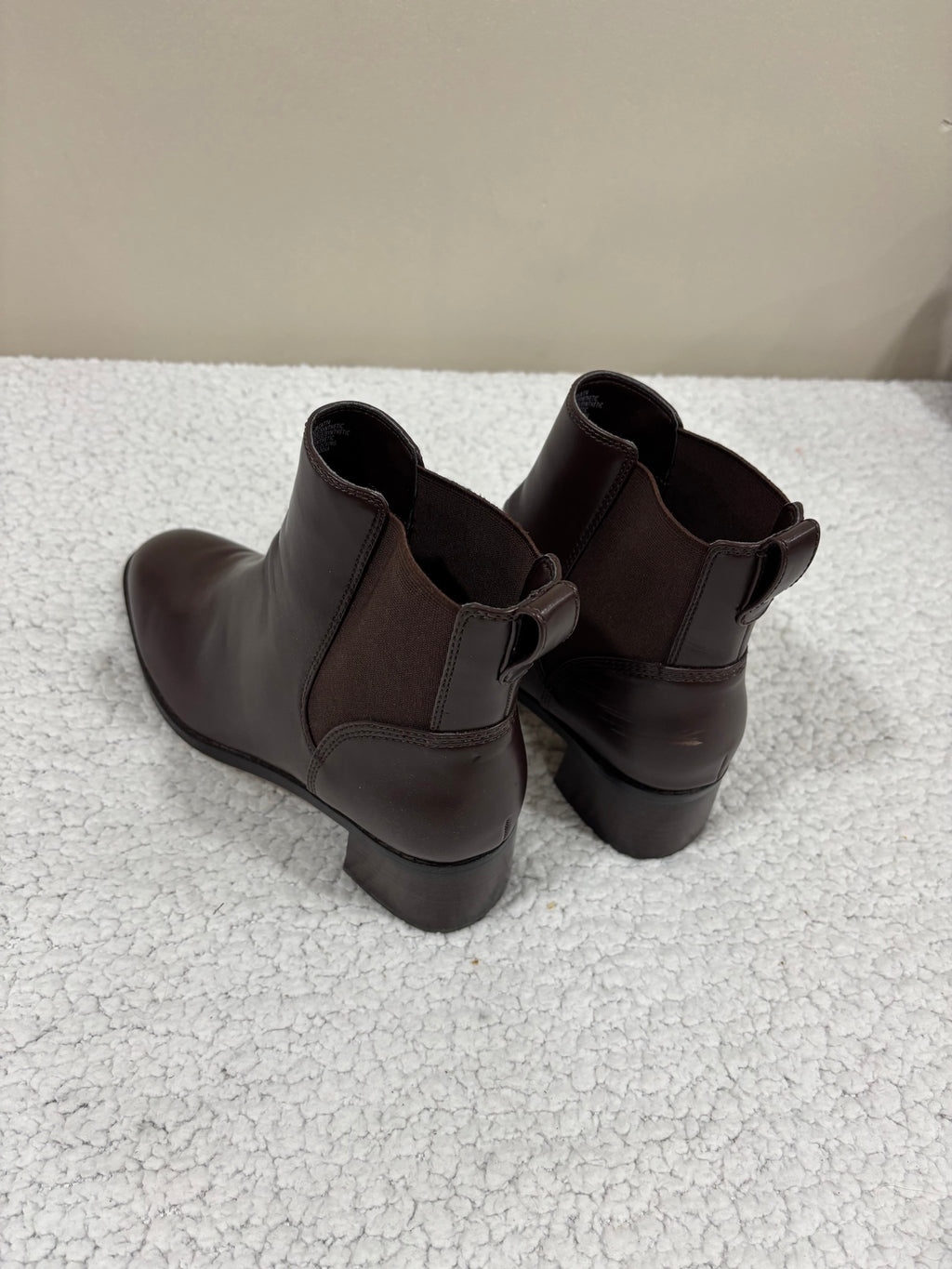 J.Crew Womens 12 Brown Leather Chelsea Ankle Boots Block Heel Pull On