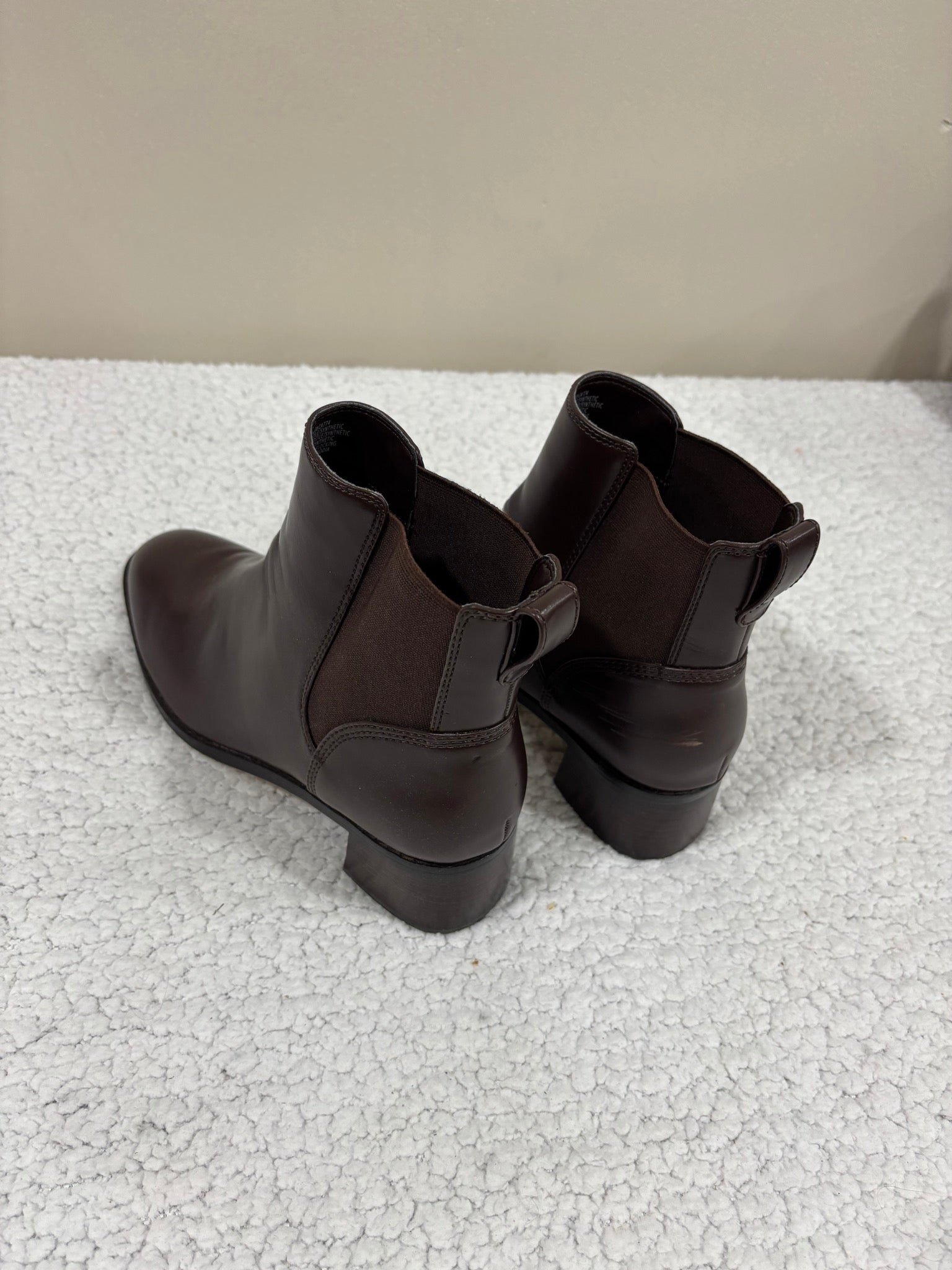 J.Crew Womens 12 Brown Leather Chelsea Ankle Boots Block Heel Pull On