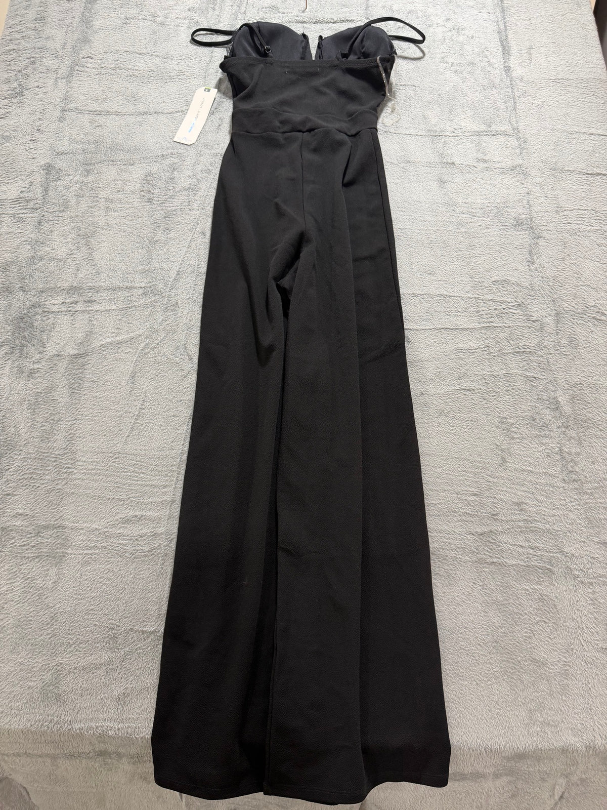 Almost Famous Size S Black Lace Bustier Wide-Leg Jumpsuit NWT Corset