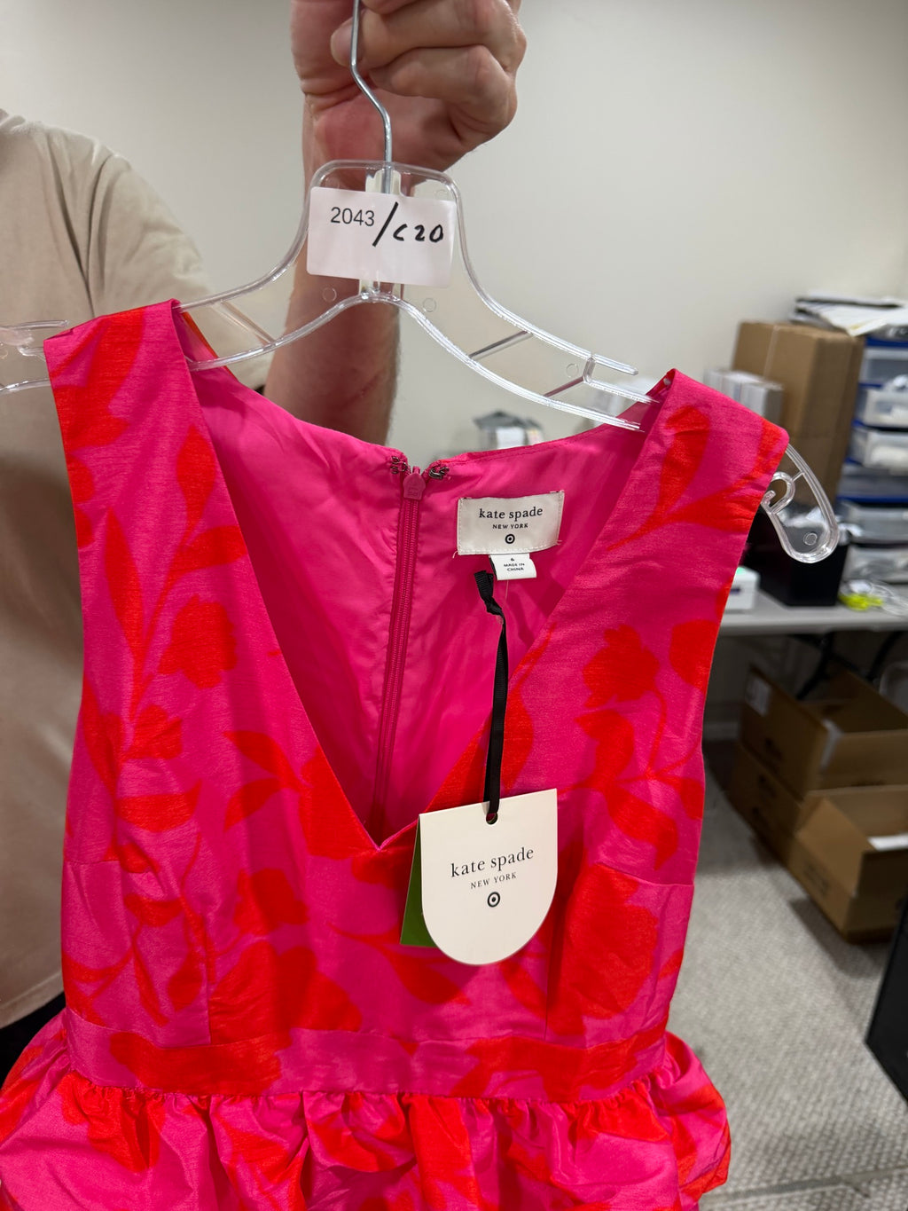 Kate Spade x Target Size 6 Pink Red Floral Peplum Dress NWT Sleeveless