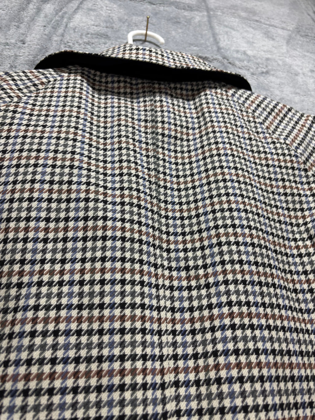 Express Reversible Houndstooth & Black Mac Coat Wool-Blend Car Coat Plaid