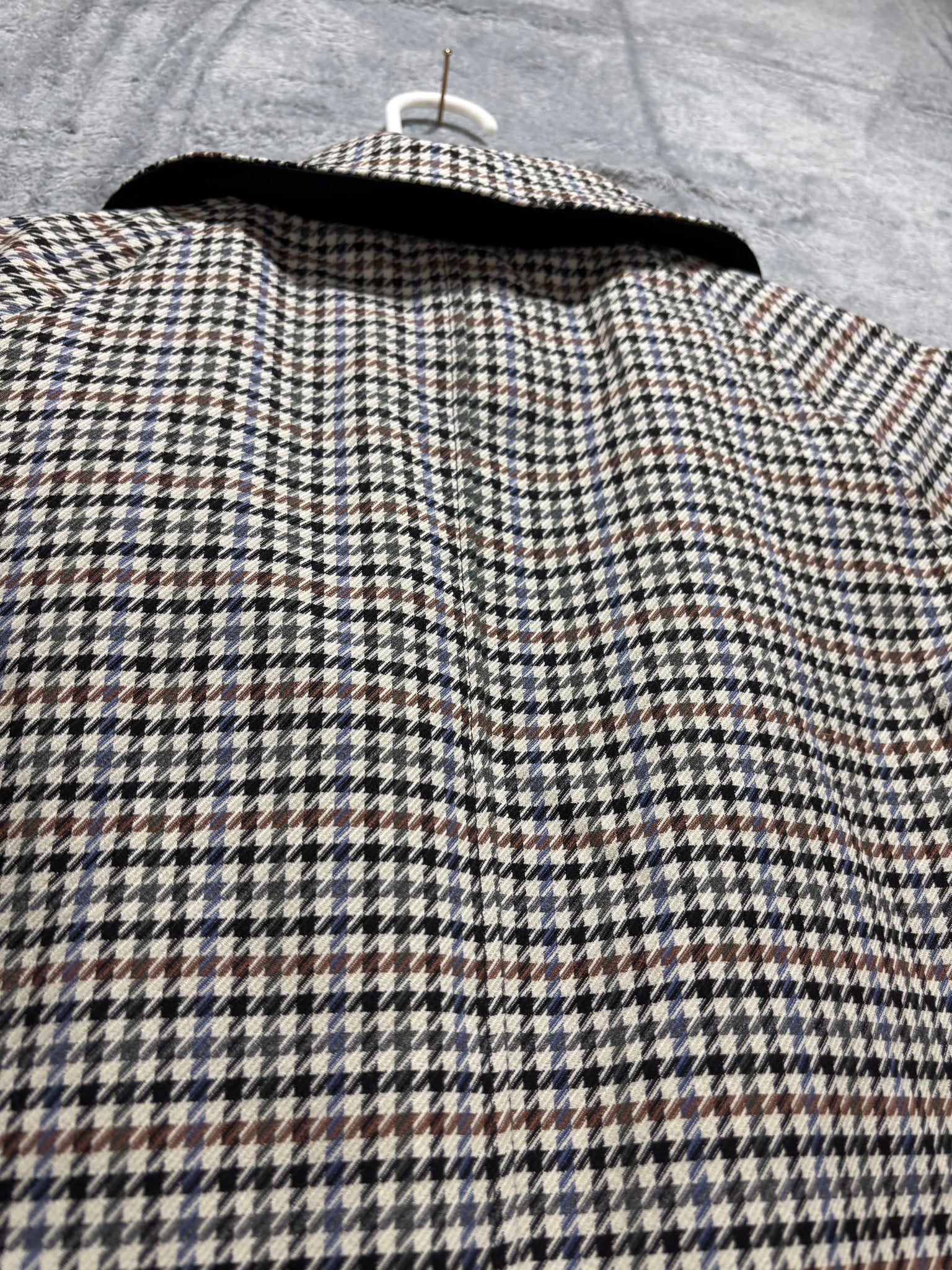 Express Reversible Houndstooth & Black Mac Coat Wool-Blend Car Coat Plaid