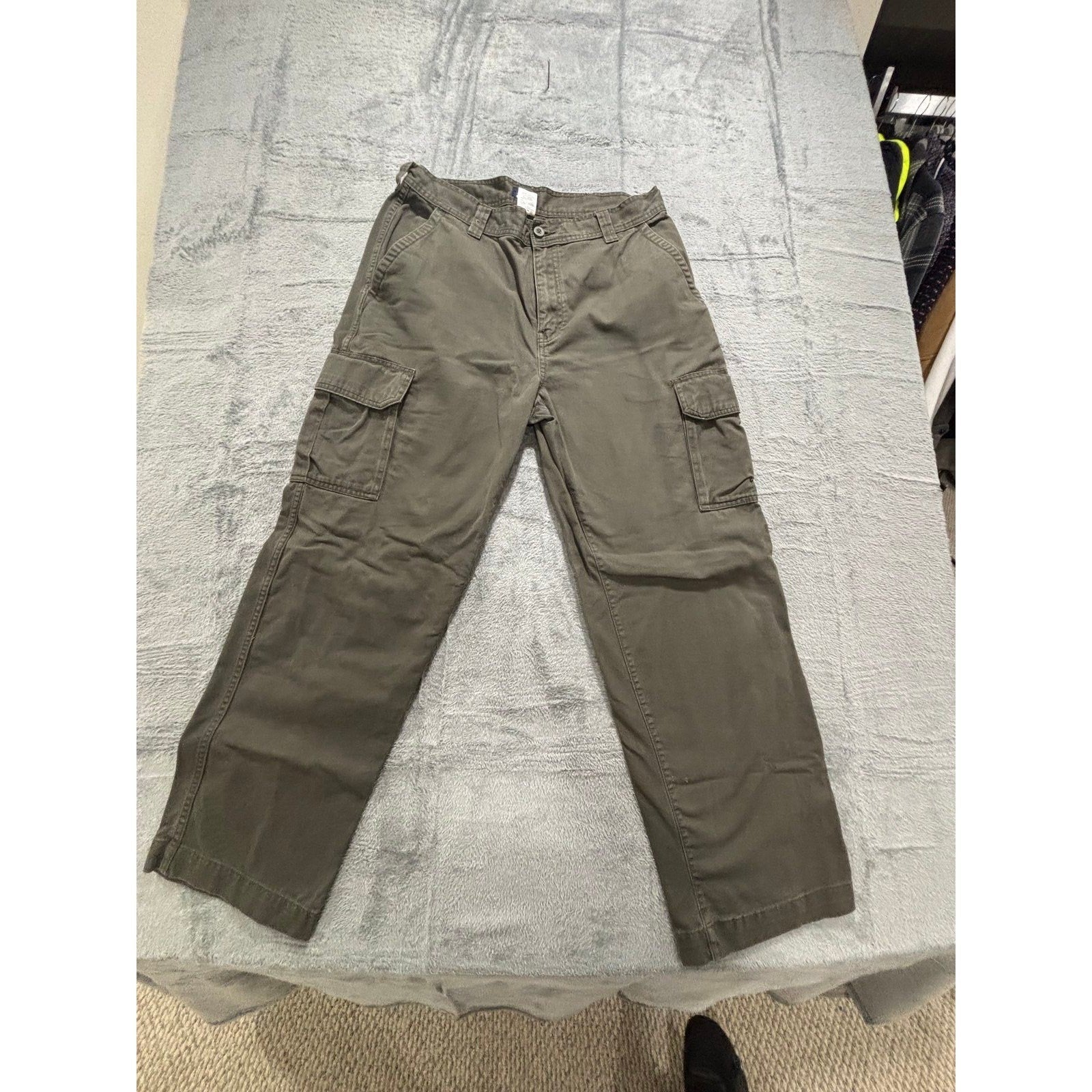 Basic Editions 36x32 Olive Green Cargo Pants Mens Casual Vintage Style
