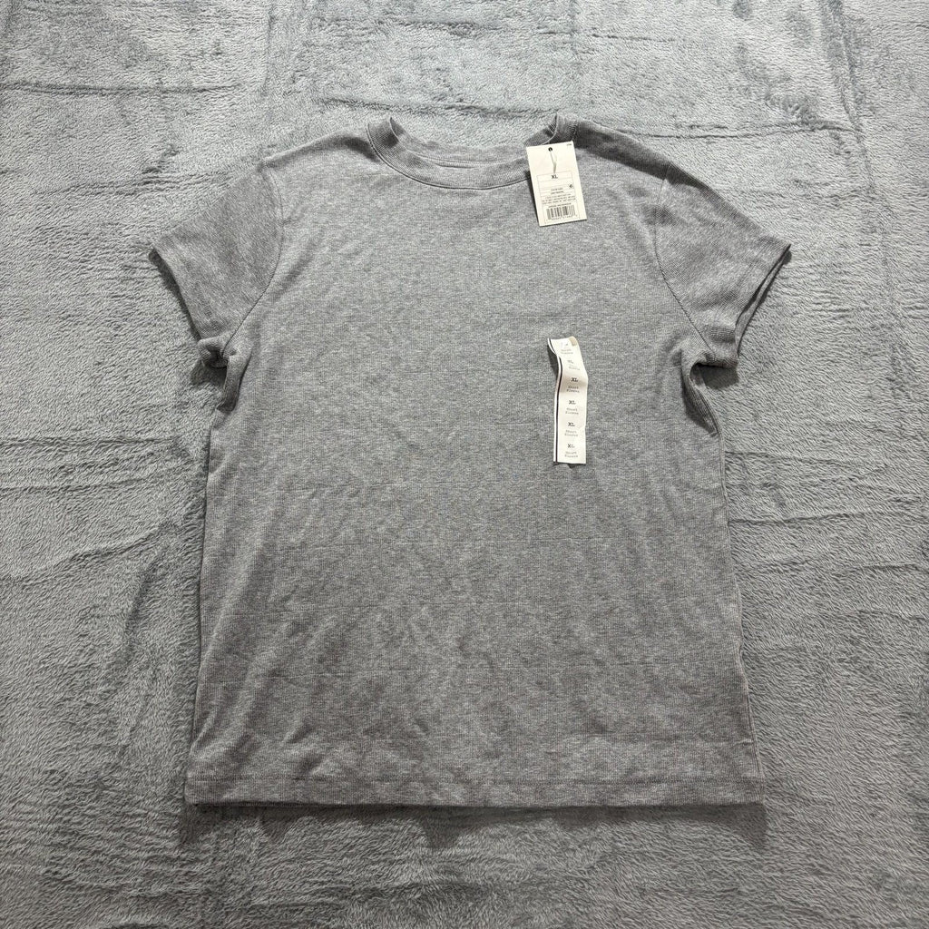 A New Day XL Gray Short Sleeve Ribbed T-Shirt Womens Casual Minimalist Basic