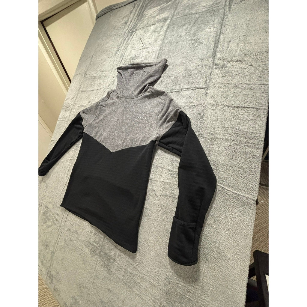 Nike S Gray Black Womens Running Division Therma-FIT Pullover Athleisure Casual