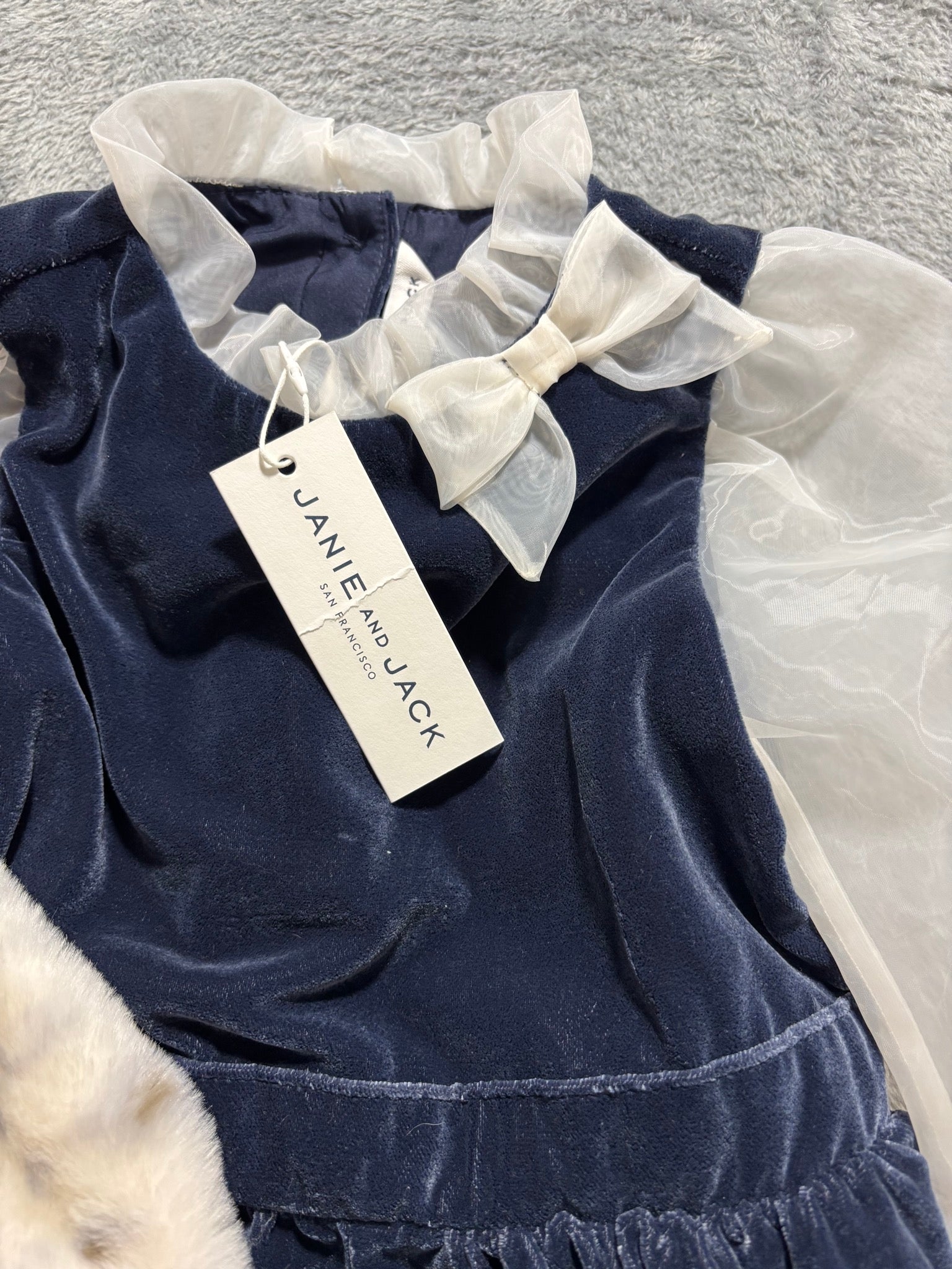 Janie and Jack Girls 3 NWT Navy Velvet Organza Jumpsuit Holiday 3Pc Lot 3T