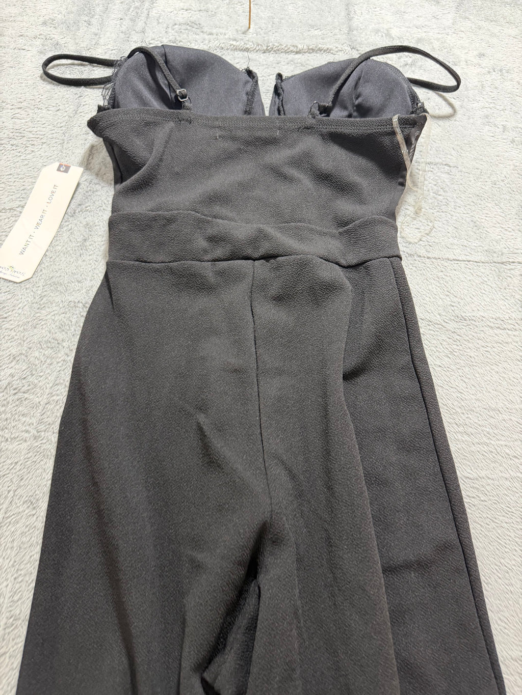 Almost Famous Size S Black Lace Bustier Wide-Leg Jumpsuit NWT Corset