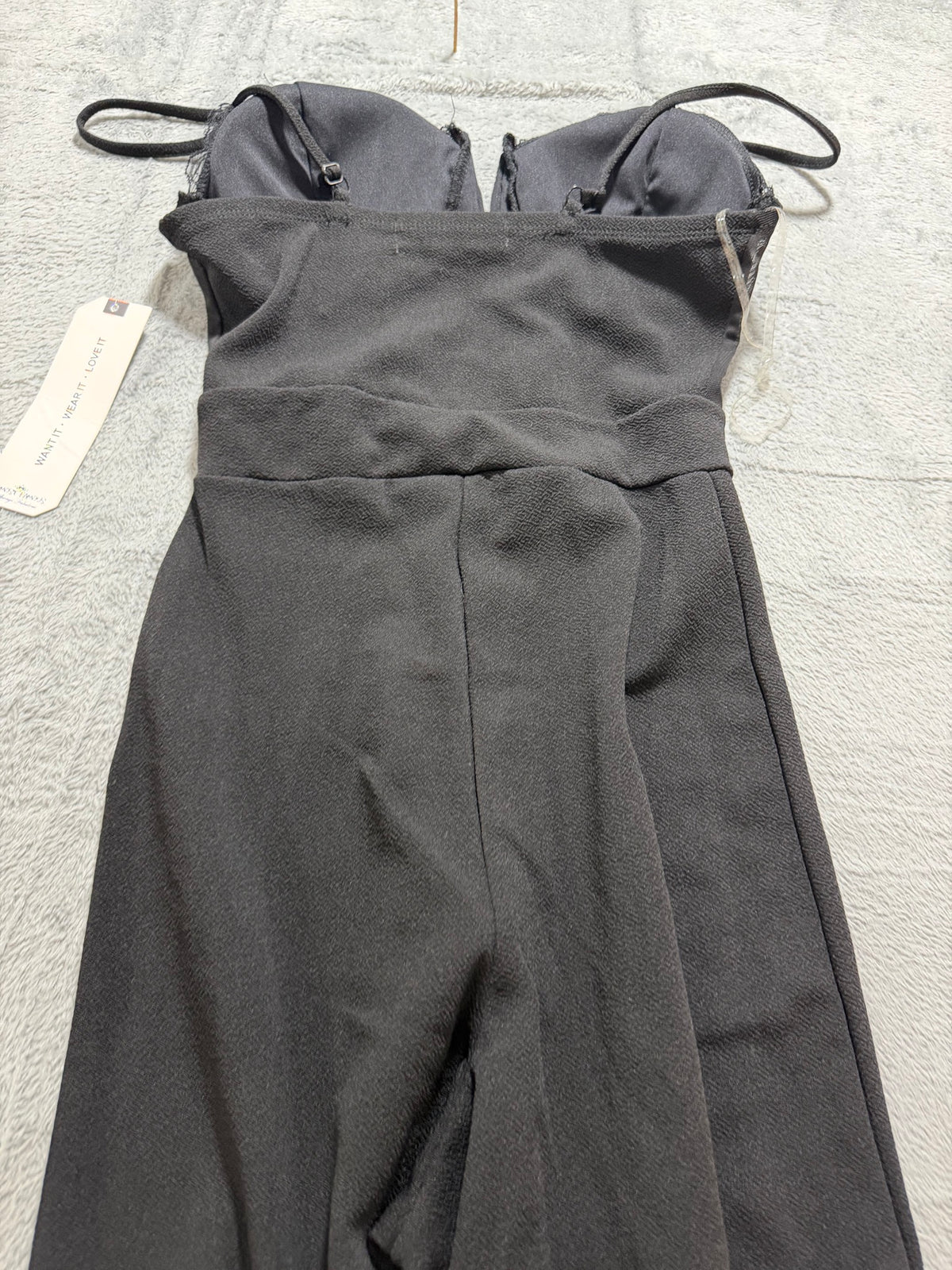 Almost Famous Size S Black Lace Bustier Wide-Leg Jumpsuit NWT Corset