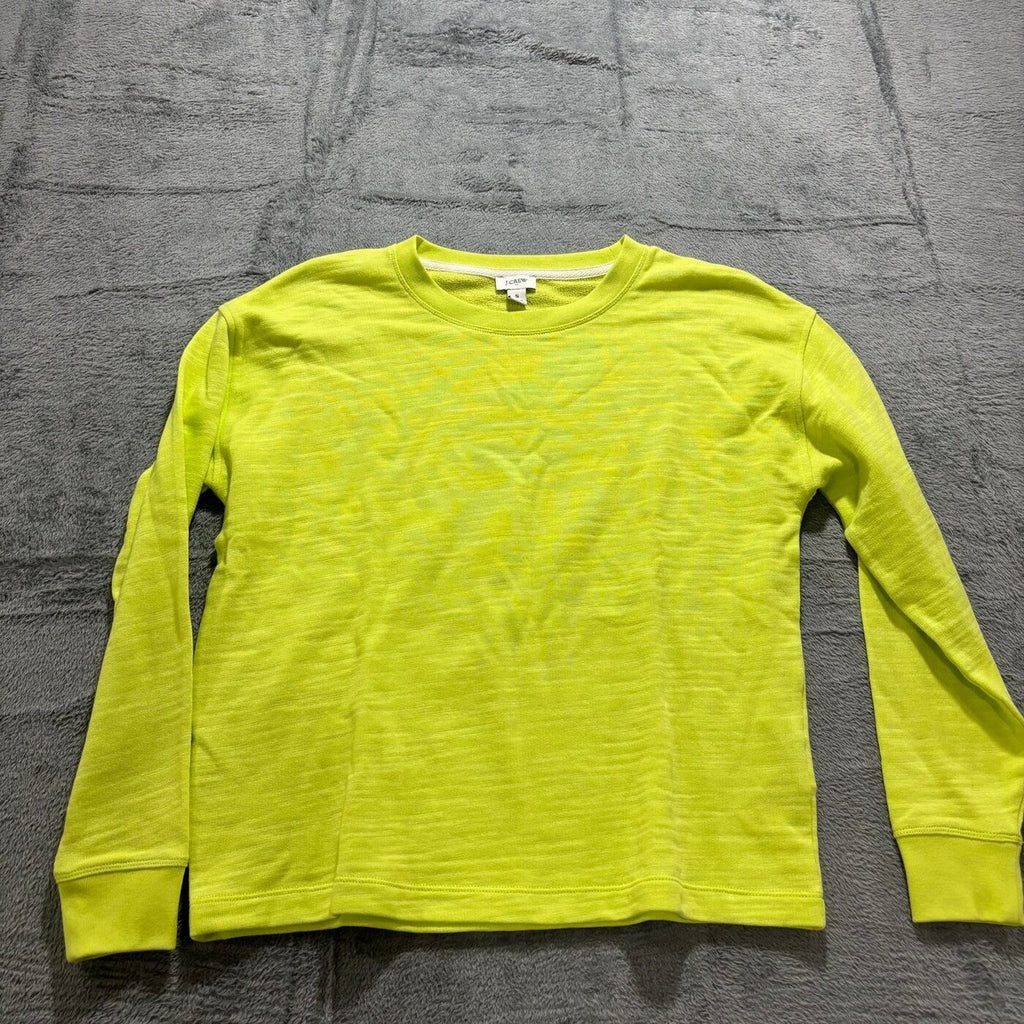 J.Crew S Neon Yellow Womens Sweatshirt Casual Cozy Cotton Pullover