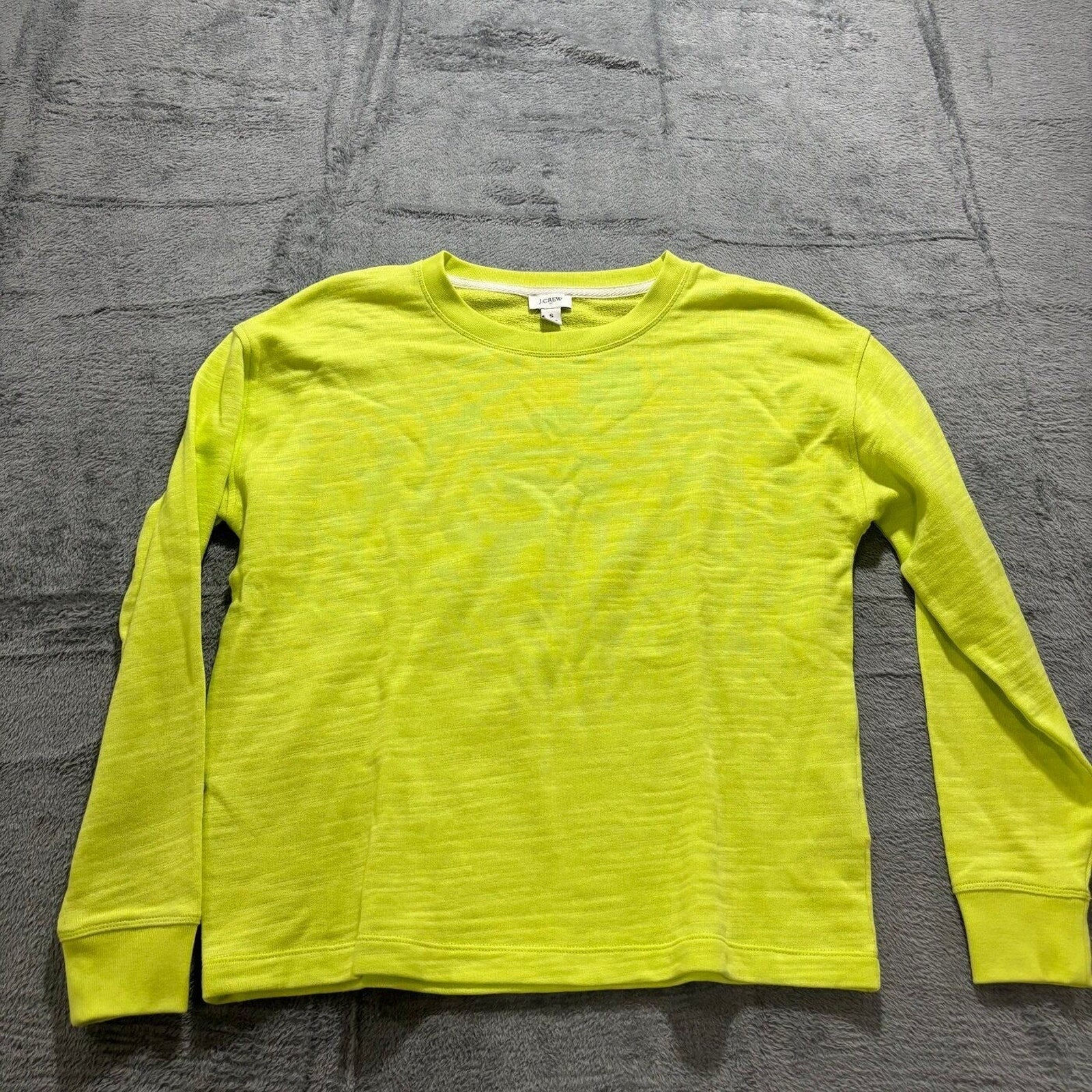 J.Crew S Neon Yellow Womens Sweatshirt Casual Cozy Cotton Pullover
