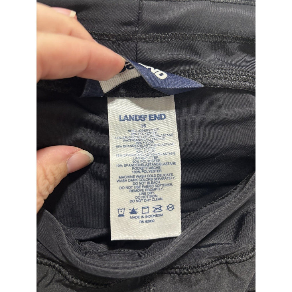 Lands End 16 Black Womens Athletic Shorts Casual Workout Running Gym Athleisure