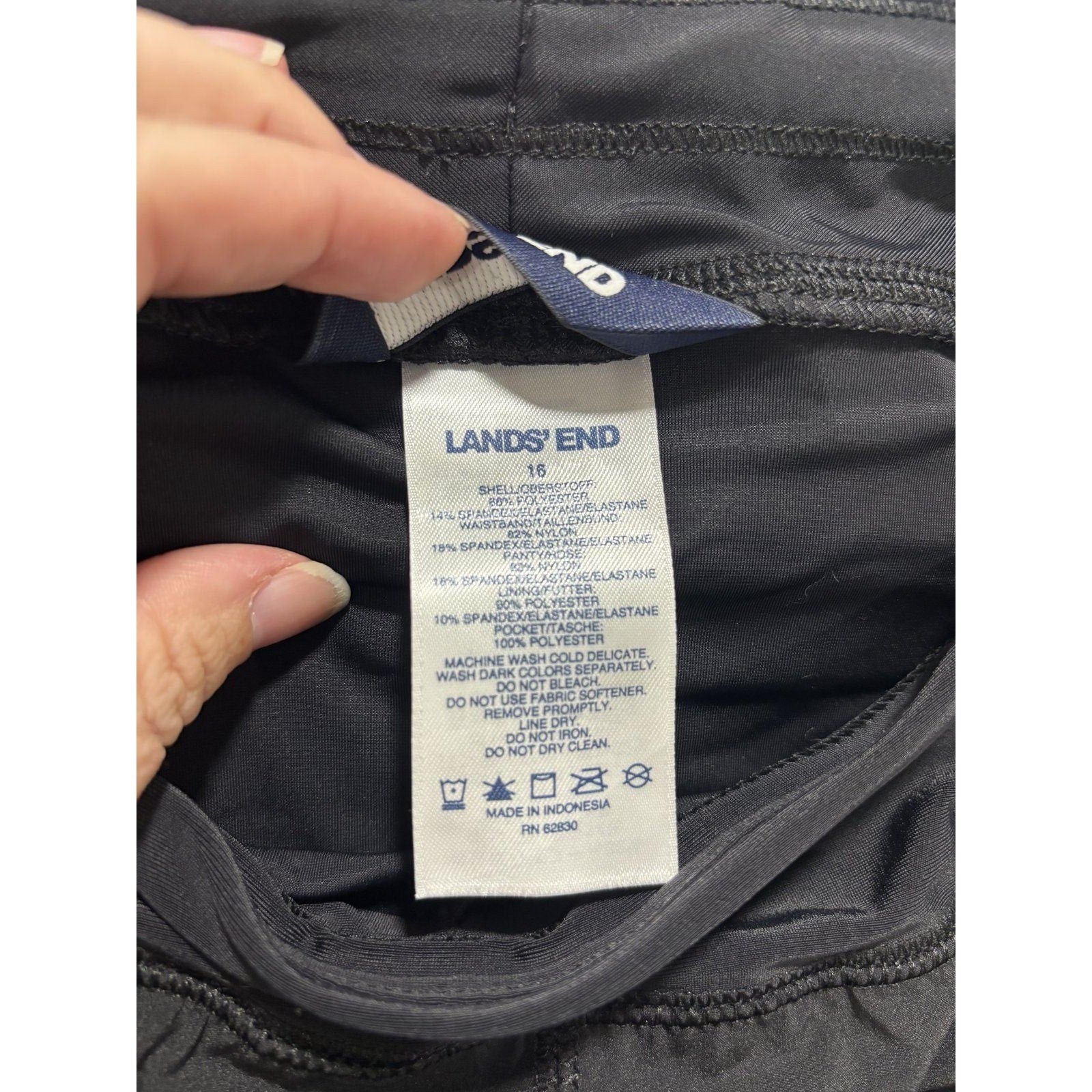 Lands End 16 Black Womens Athletic Shorts Casual Workout Running Gym Athleisure