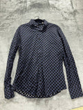 Ben Sherman Mens M Navy Blue Diamond Check Long Sleeve Button Up Dress Shirt