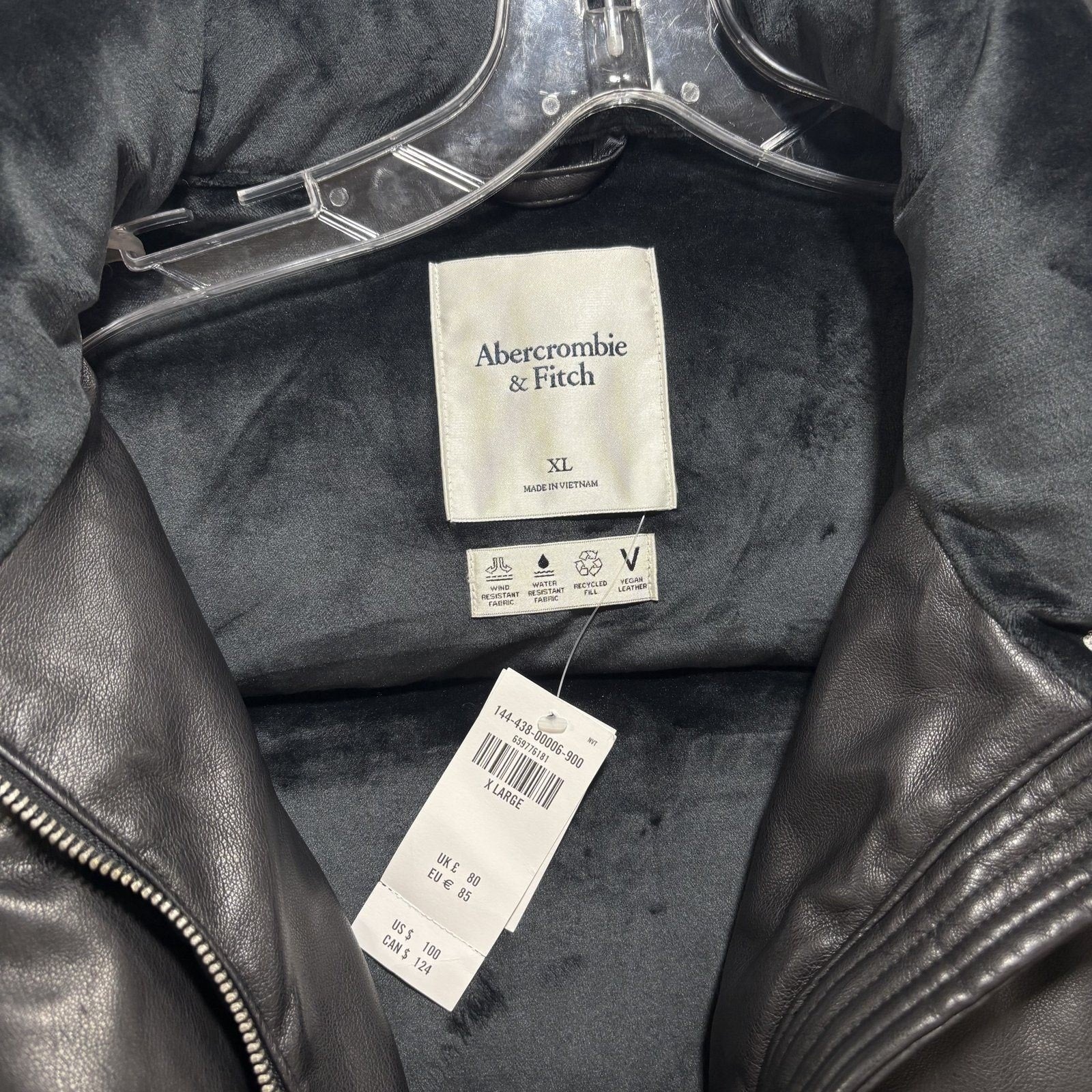 Abercrombie & Fitch XL Black Womens Vegan Leather Puffer Vest Moto Street Chic