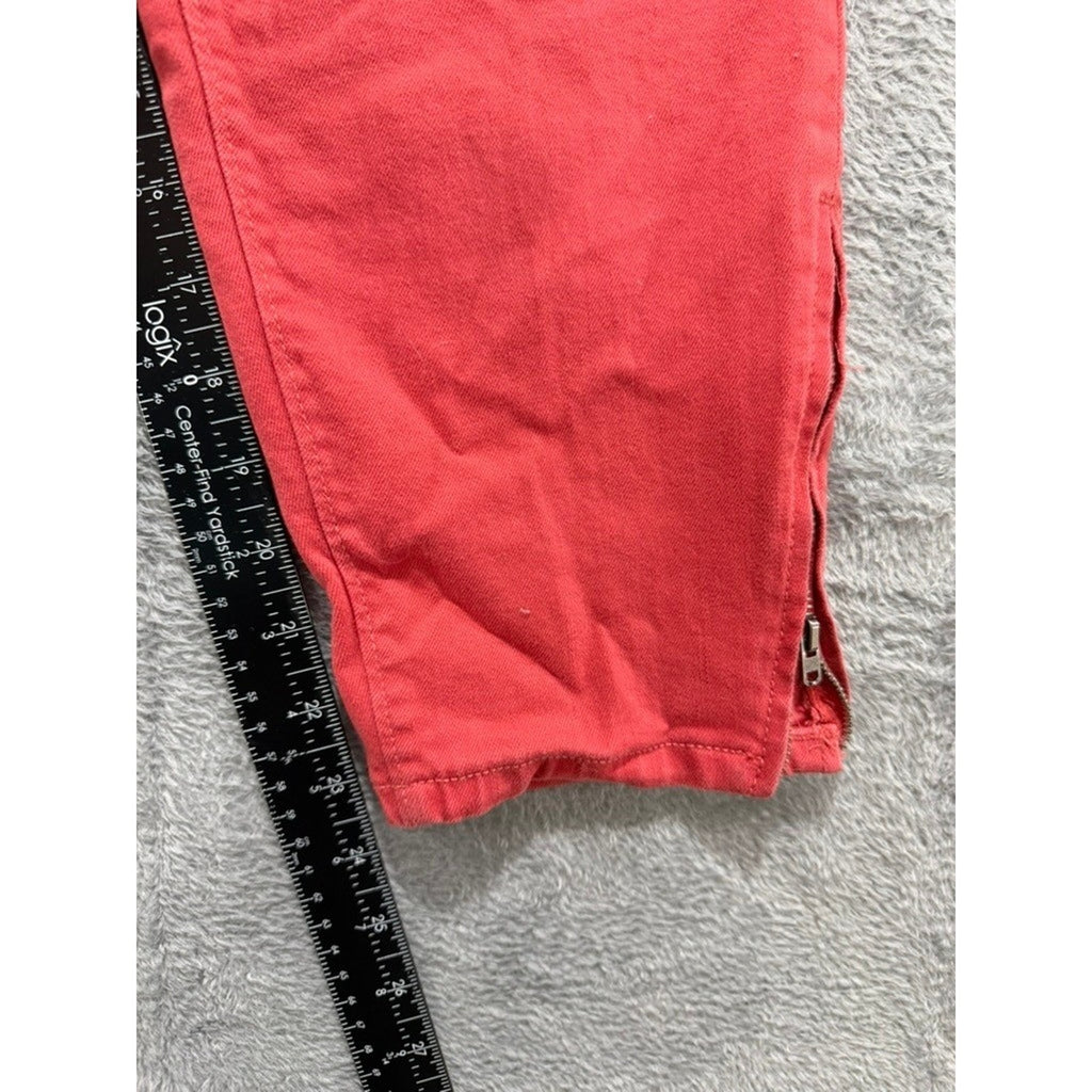 Ann Taylor LOFT Curvy Skinny Ankle Pants Coral Red Size 16 Zipper Hem Stretch