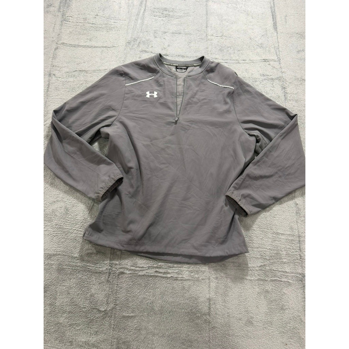 Under Armour Mens Grey Quarter Zip Windbreaker Jacket Small Loose Fit Activewear