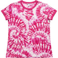 LuLaRoe Pink White Tie Dye Ringer Tee Shirt Womens Large Short Sleeve Festival
