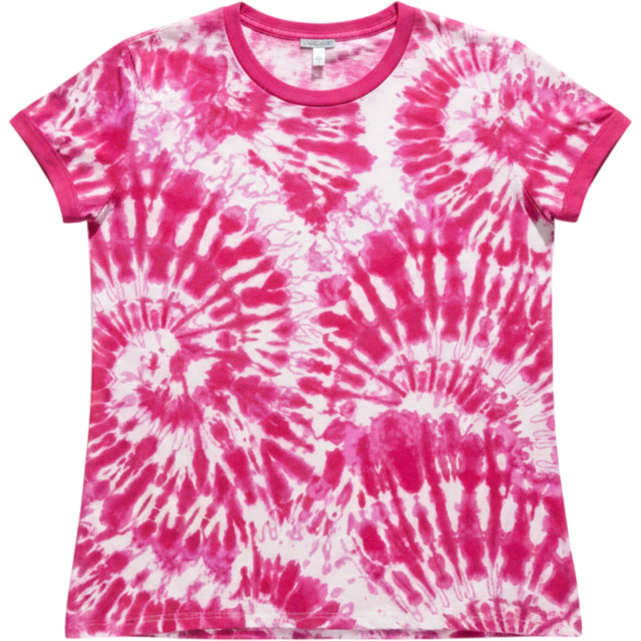 LuLaRoe Pink White Tie Dye Ringer Tee Shirt Womens Large Short Sleeve Festival