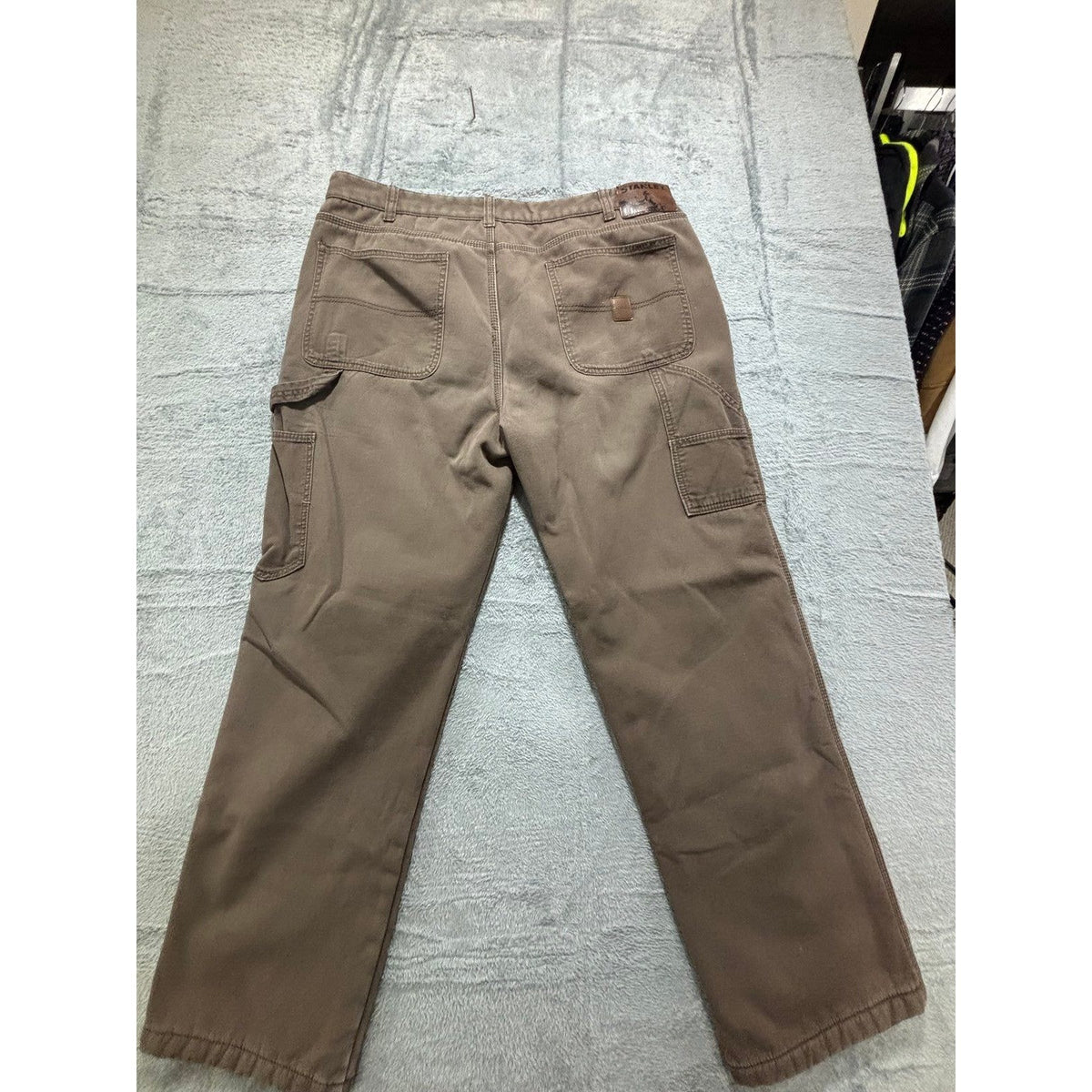 Stanley Mens 36x32 Brown Fleece Lined Carpenter Pants Workwear Casual Vintage