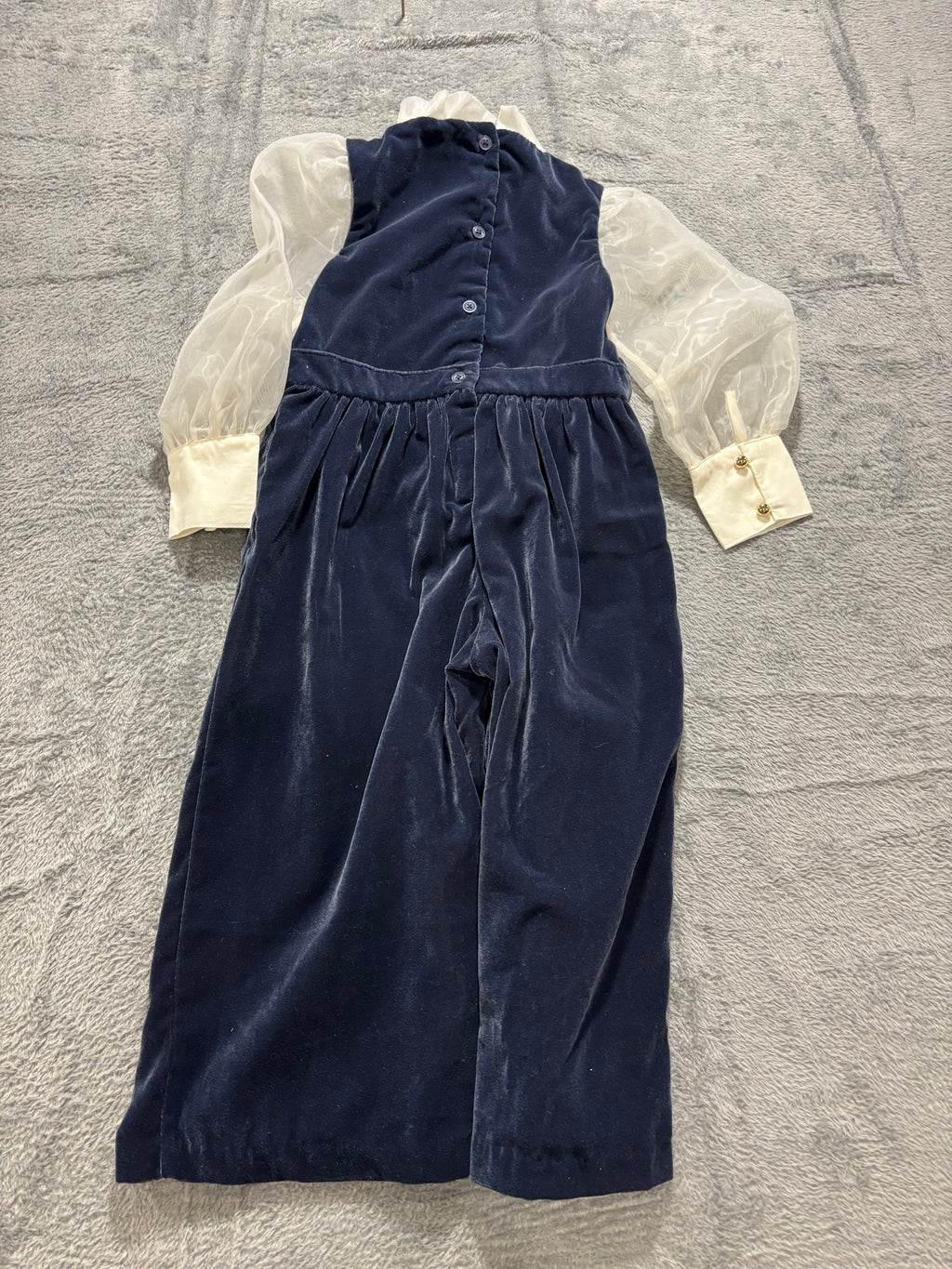 Janie and Jack Girls 3 NWT Navy Velvet Organza Jumpsuit Holiday 3Pc Lot 3T