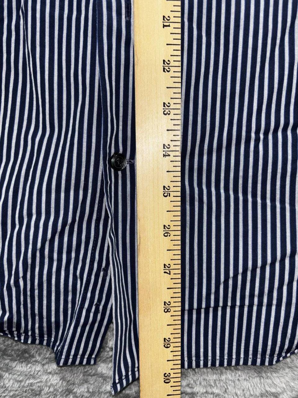 Express Men's Navy White Striped Dress Shirt Size L, photo 5 of 9