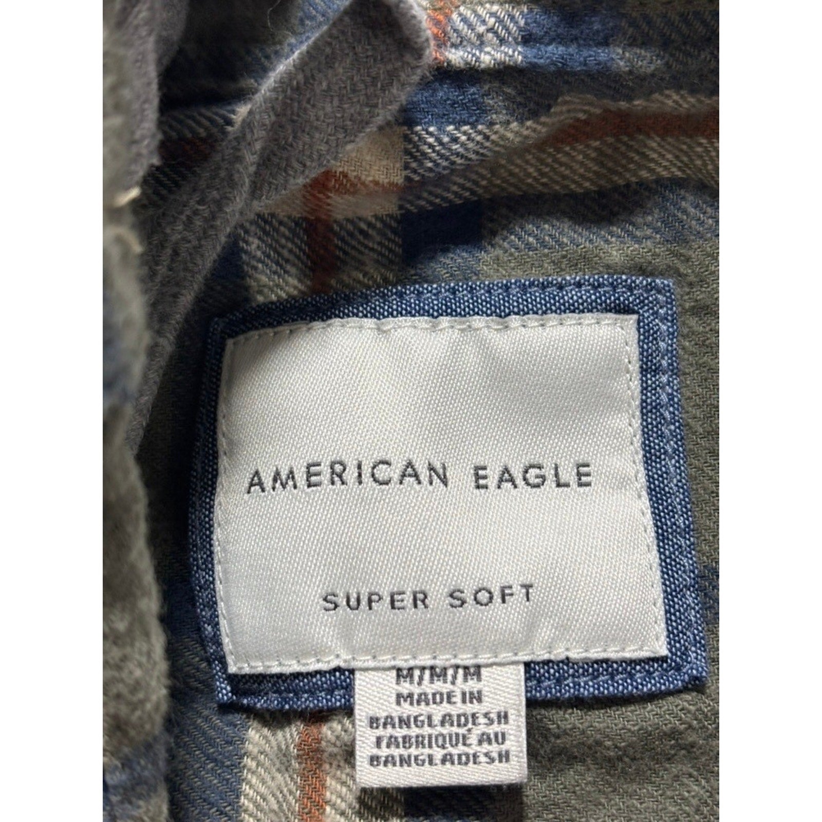American Eagle M Green Plaid Hooded Flannel Shirt Womens Vintage Casual Cozy
