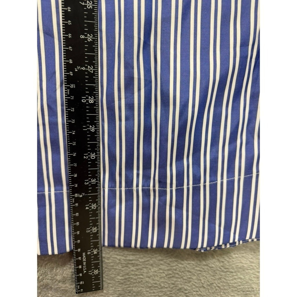 ASOS Design Button Up Shirt Womens US 14 Blue White Striped Pocket Blouse