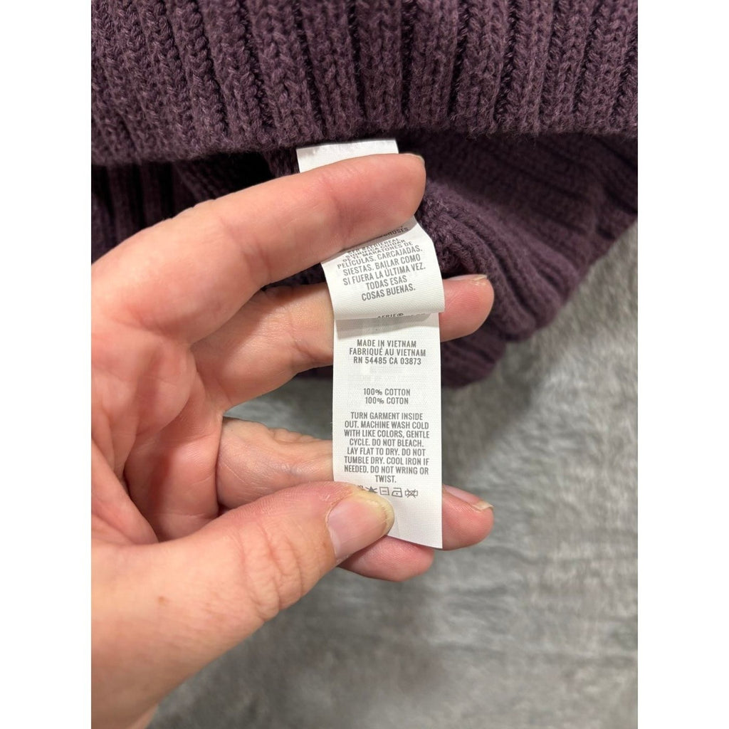 Aerie Womens S Purple Raglan Knit Sweater Casual Cozy Cotton Pullover