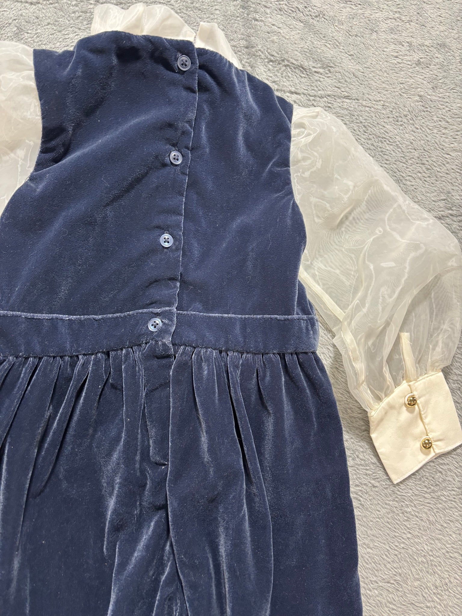 Janie and Jack Girls 3 NWT Navy Velvet Organza Jumpsuit Holiday 3Pc Lot 3T