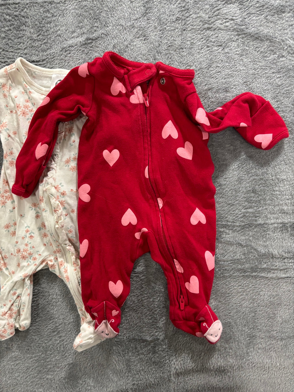 Newborn Baby Girl Clothes Lot 10 Pieces Zip Sleepers & Bodysuits Floral Pastel