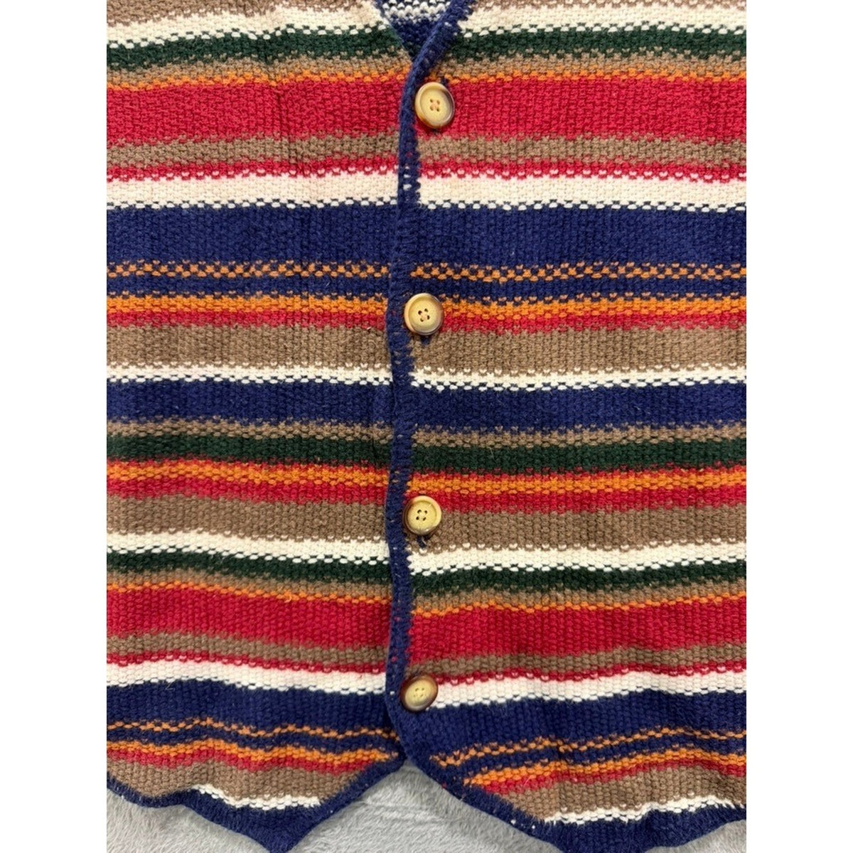 Structure Sweater Vest Mens XL Multicolor Striped Knit Button V Neck Retro