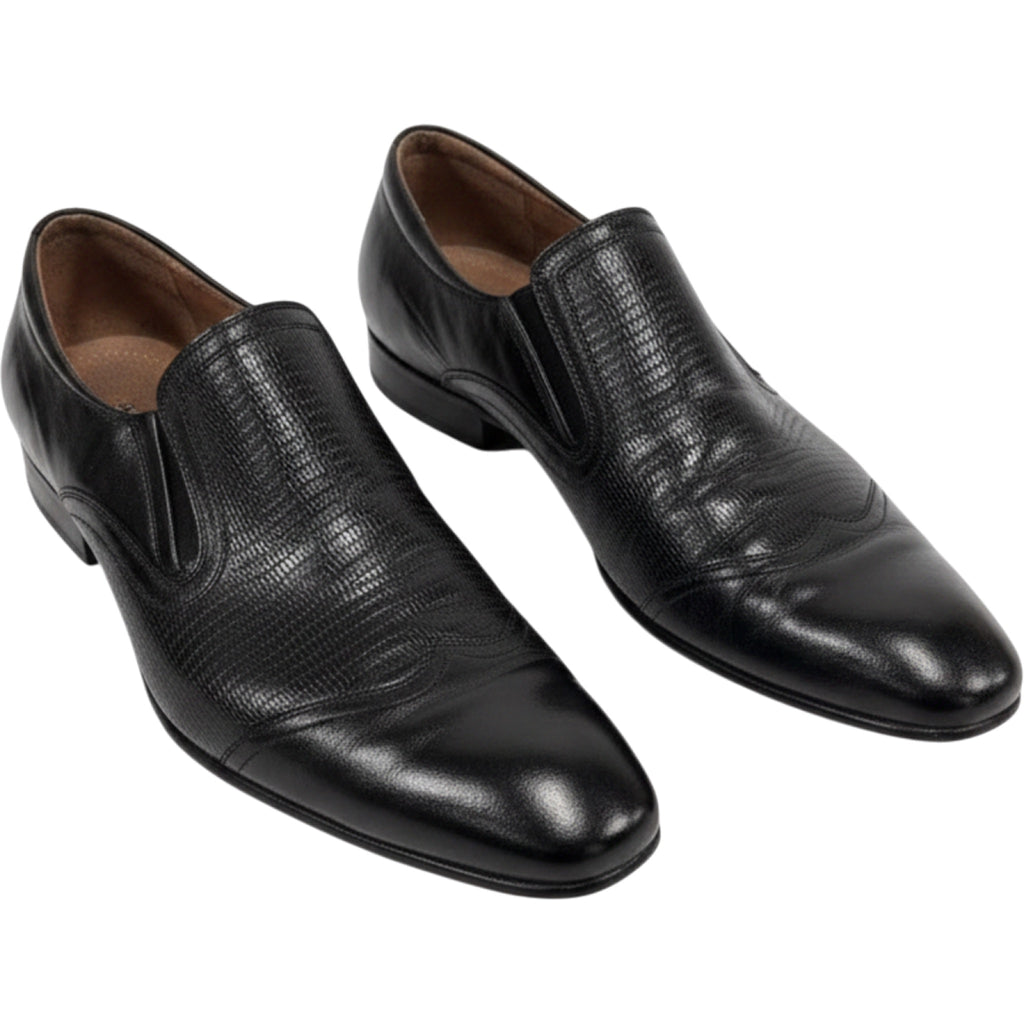 Fratelli Select 10 Black Leather Mens Slip On Loafers Casual Vintage Shoes