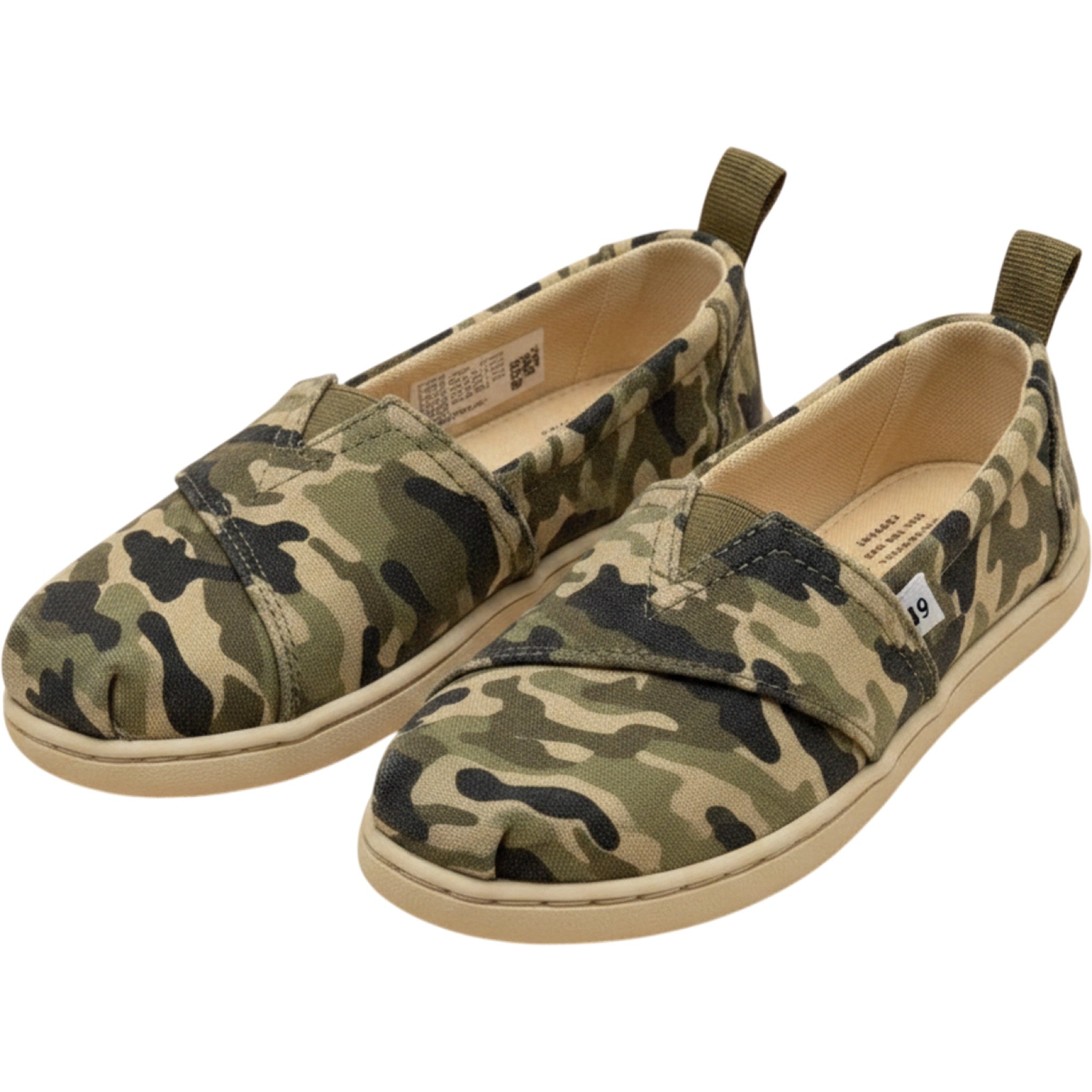 TOMS 9 Green Camo Alpargata Slip On Shoes Toddler Boys Casual Vintage
