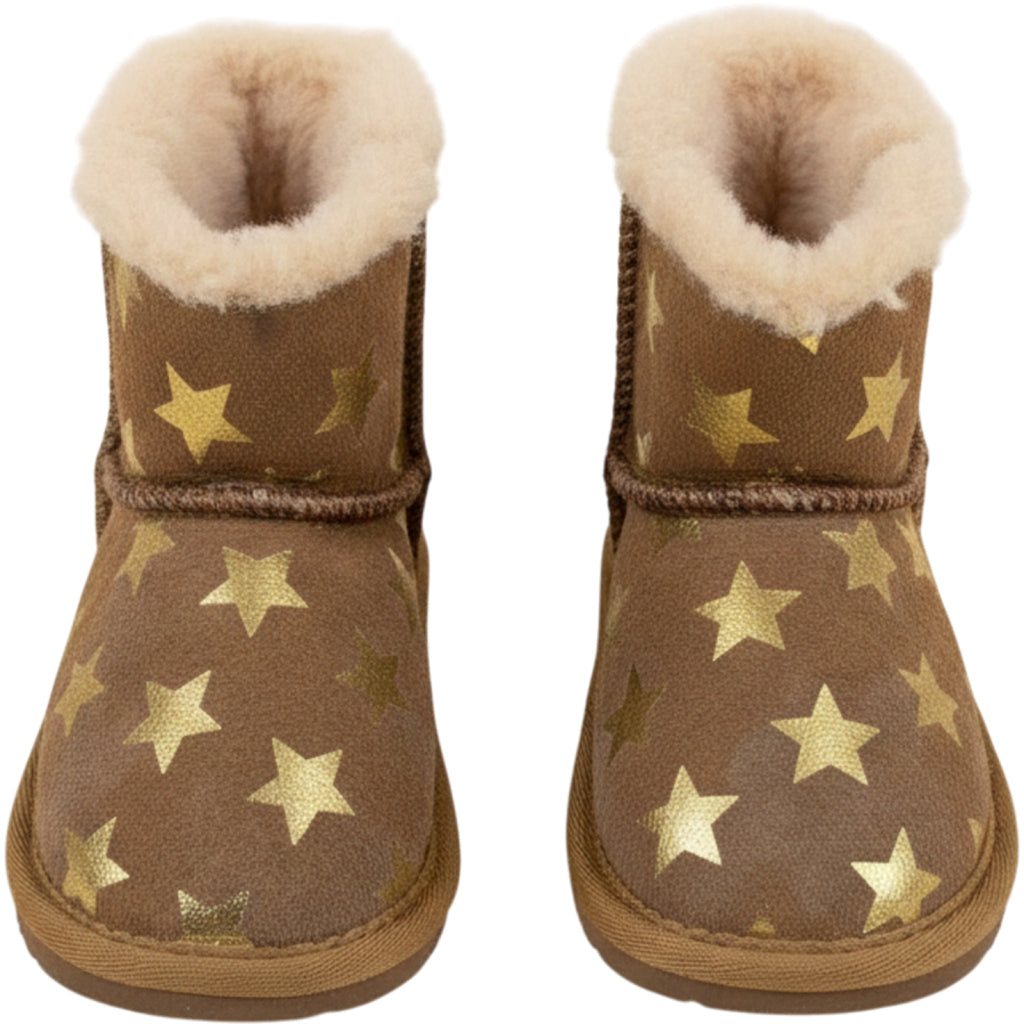 EMU Australia 18-24 mths Chestnut Gold Starry Night Toddler Boots Cozy Casual
