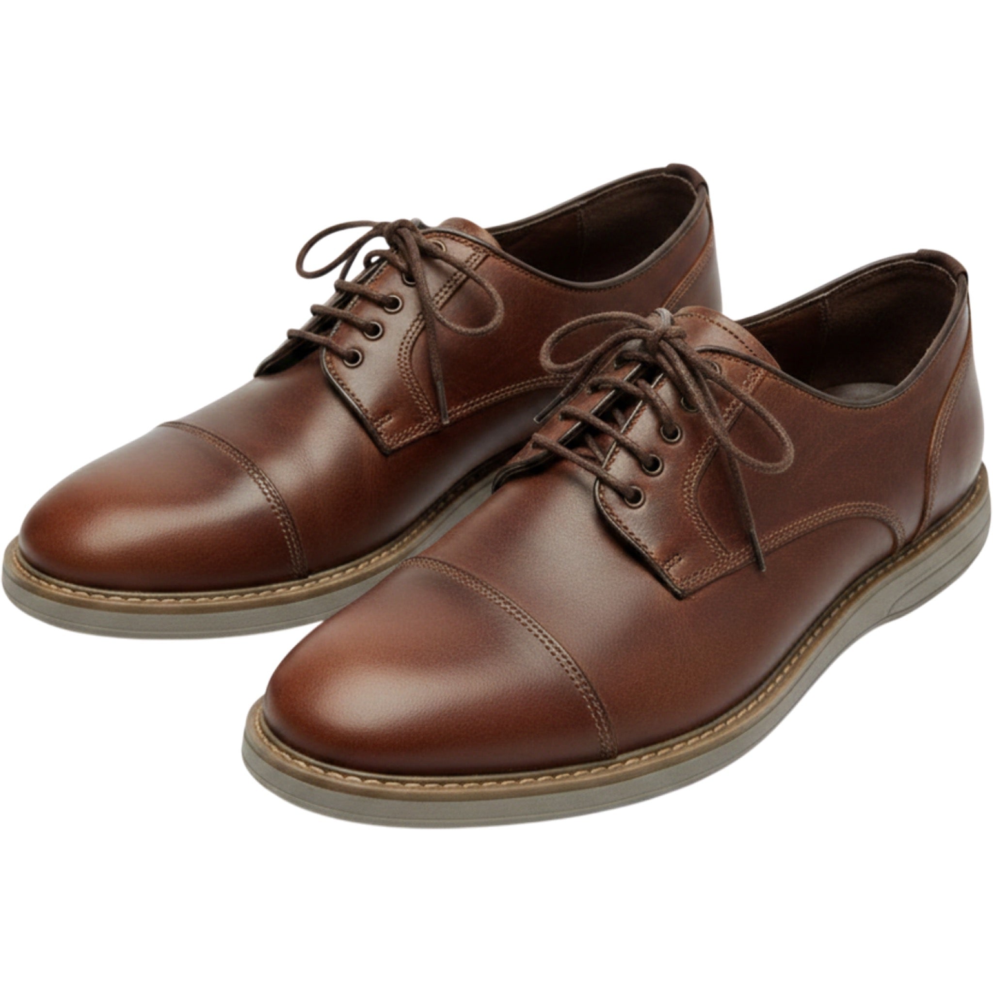 Warfield & Grand 10 Brown Leather Cap Toe Derby Shoes Casual Preppy Mens