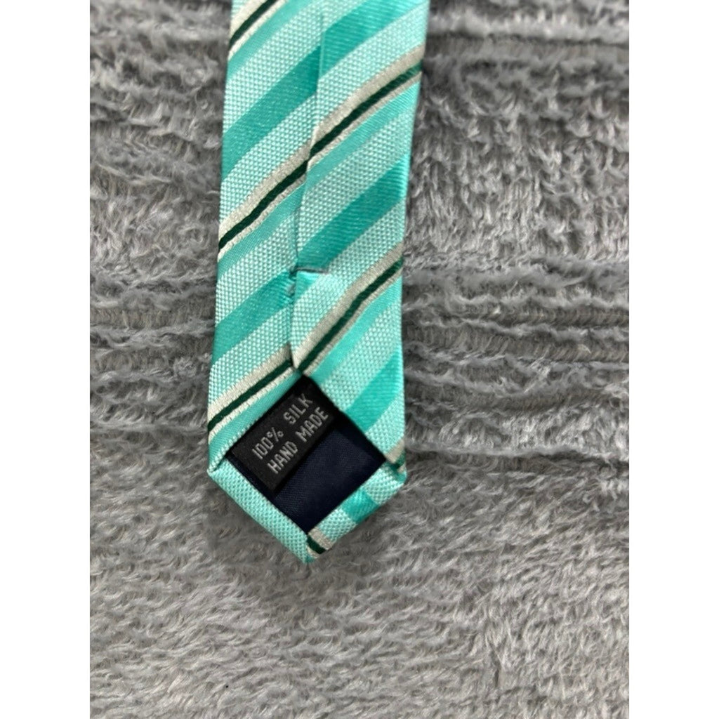 Kailong Silk Tie Green Striped Handmade Necktie Classic Formal Business