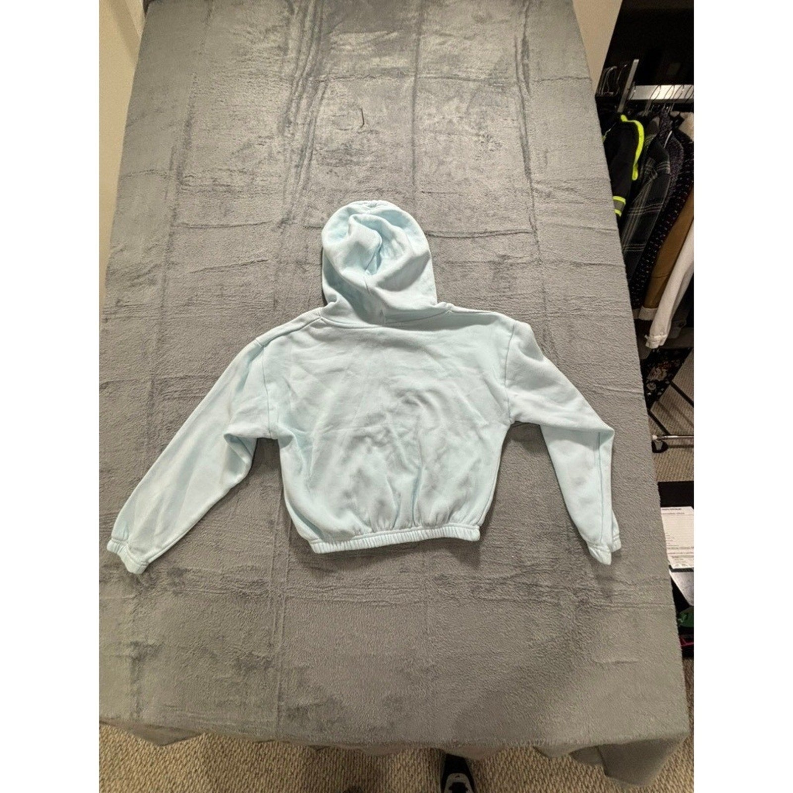 Relaxx L Light Blue Womens Cropped Hoodie Sweatshirt Casual Athleisure Cozy